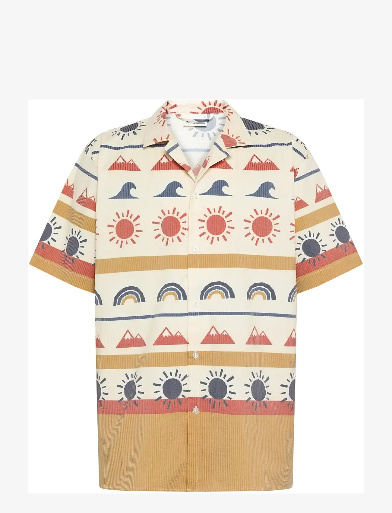 Knowledge Cotton Apparel - Relaxed print short sleeve shirt - mustriga särgid - multi color aop - 1