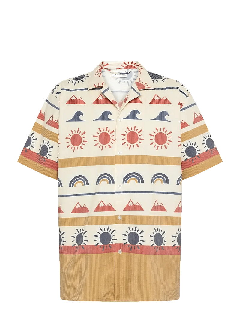 Knowledge Cotton Apparel - Relaxed print short sleeve shirt - mustriga särgid - multi color aop - 1