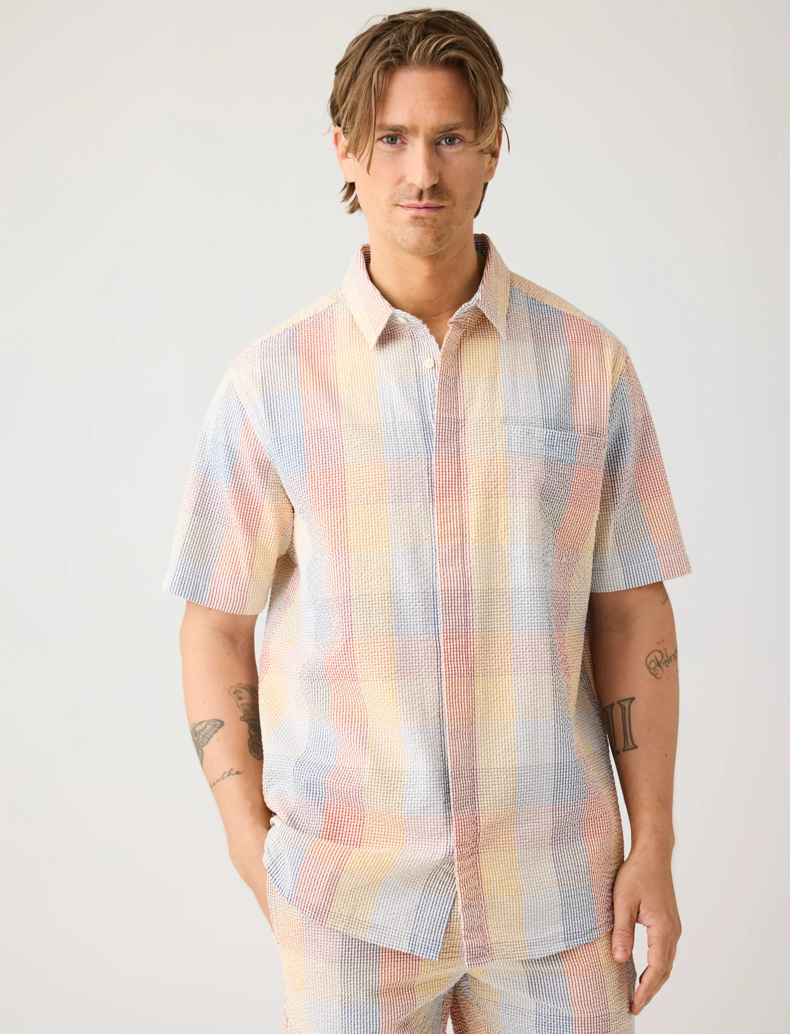 Knowledge Cotton Apparel - Relaxed seersucker short sleeve shi - lühikeste varrukatega särgid - multi check - 3