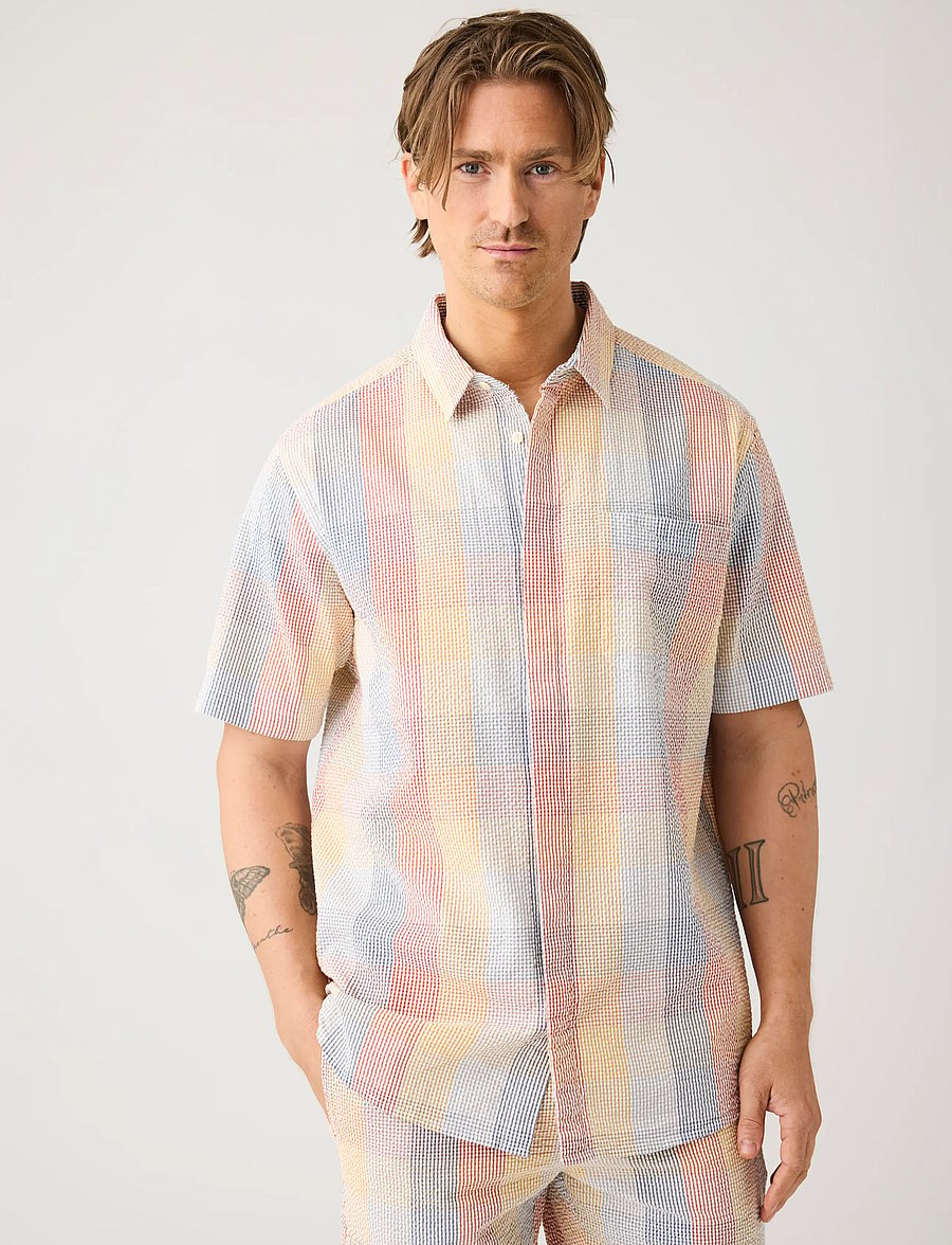 Knowledge Cotton Apparel - Relaxed seersucker short sleeve shi - lühikeste varrukatega särgid - multi check - 3