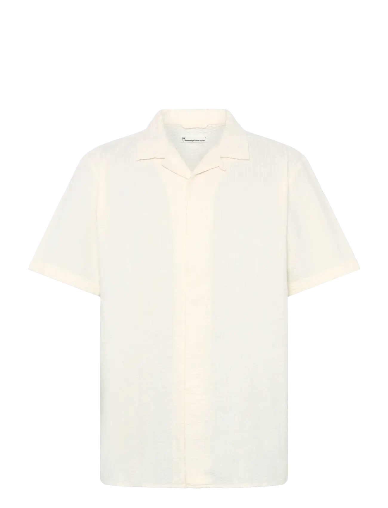 Knowledge Cotton Apparel Relaxed seersucker short sleeve shi - Kläder - EGRET / cream