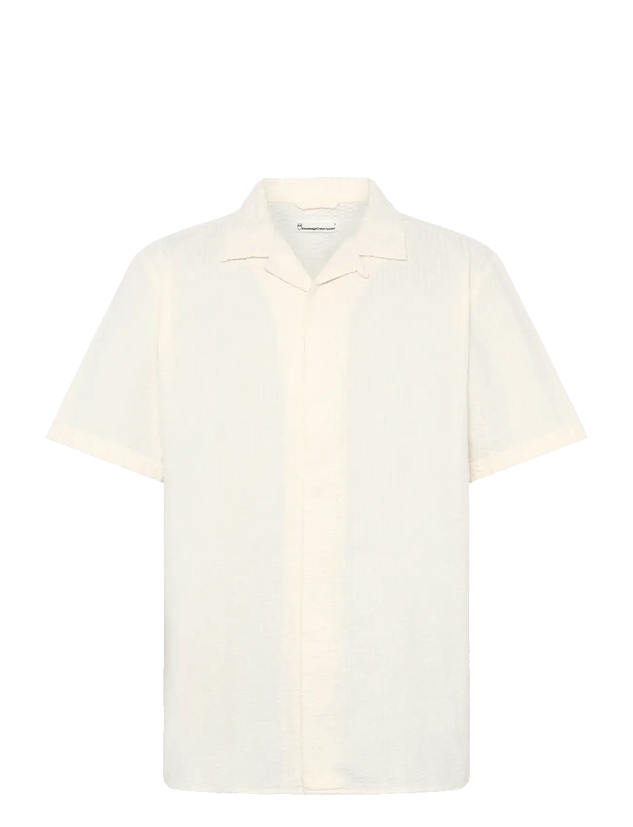 Knowledge Cotton Apparel - Relaxed seersucker short sleeve shi - kurzarmhemden - egret - 1