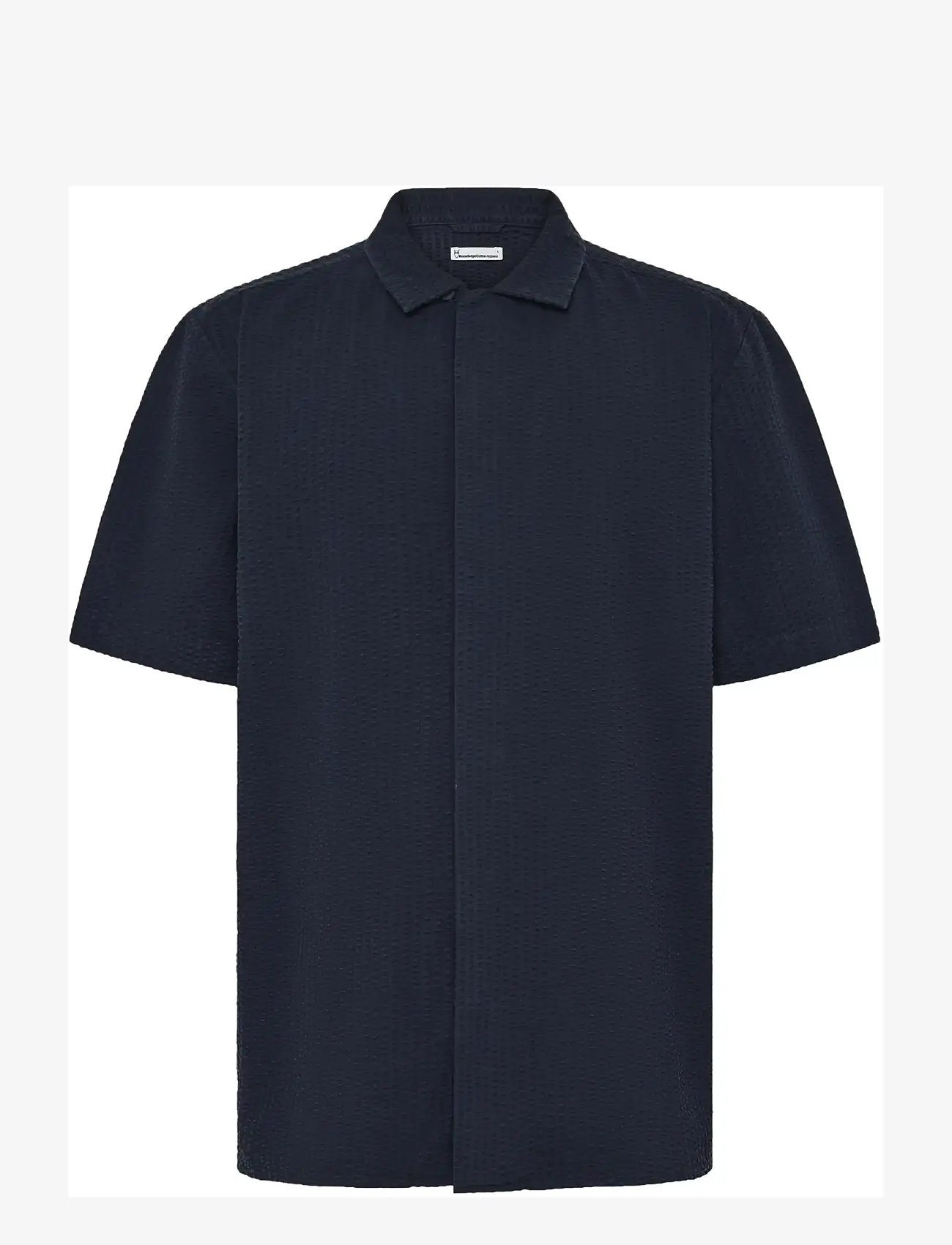 Knowledge Cotton Apparel - Relaxed seersucker short sleeve shi - lühikeste varrukatega särgid - night sky - 0