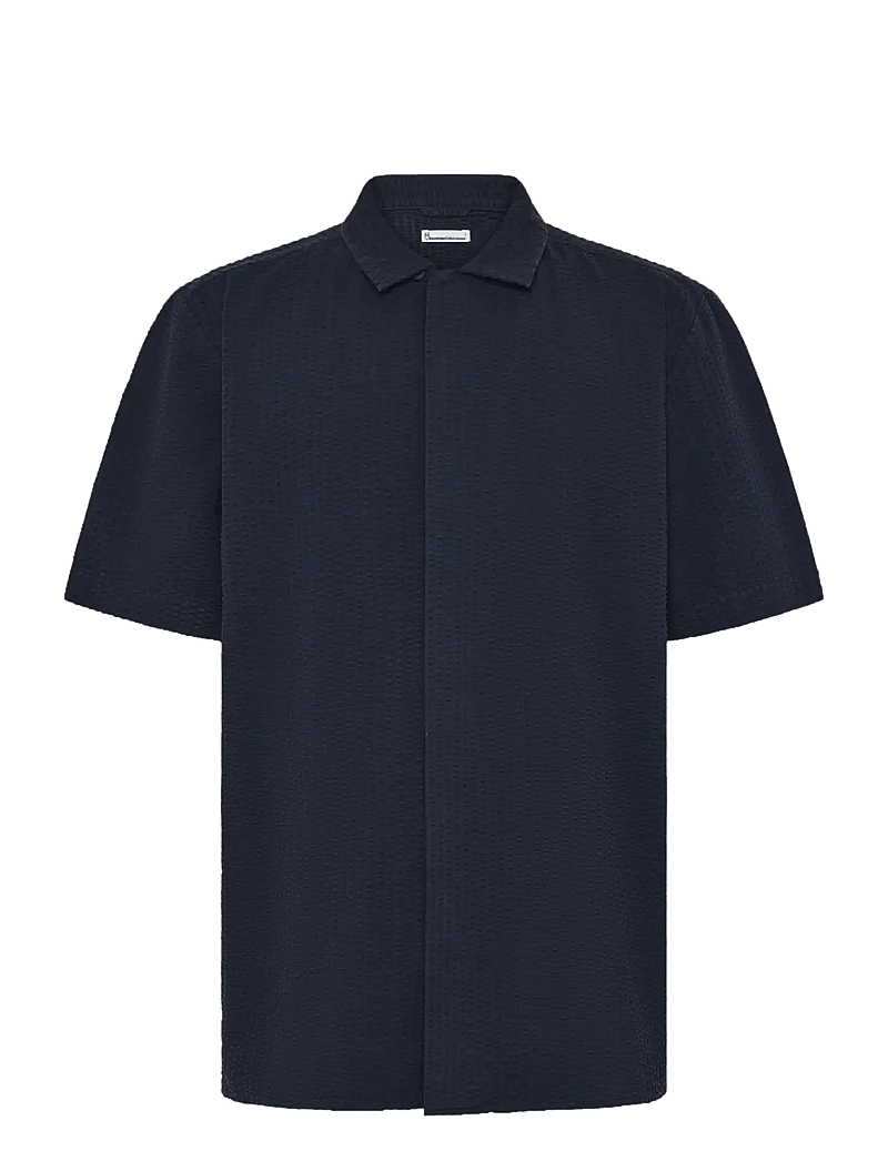 Knowledge Cotton Apparel - Relaxed seersucker short sleeve shi - lühikeste varrukatega särgid - night sky - 0
