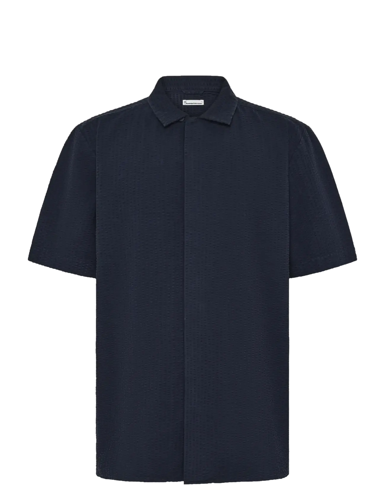 Knowledge Cotton Apparel Relaxed seersucker short sleeve shi - 4 for 3 - NIGHT SKY / navy