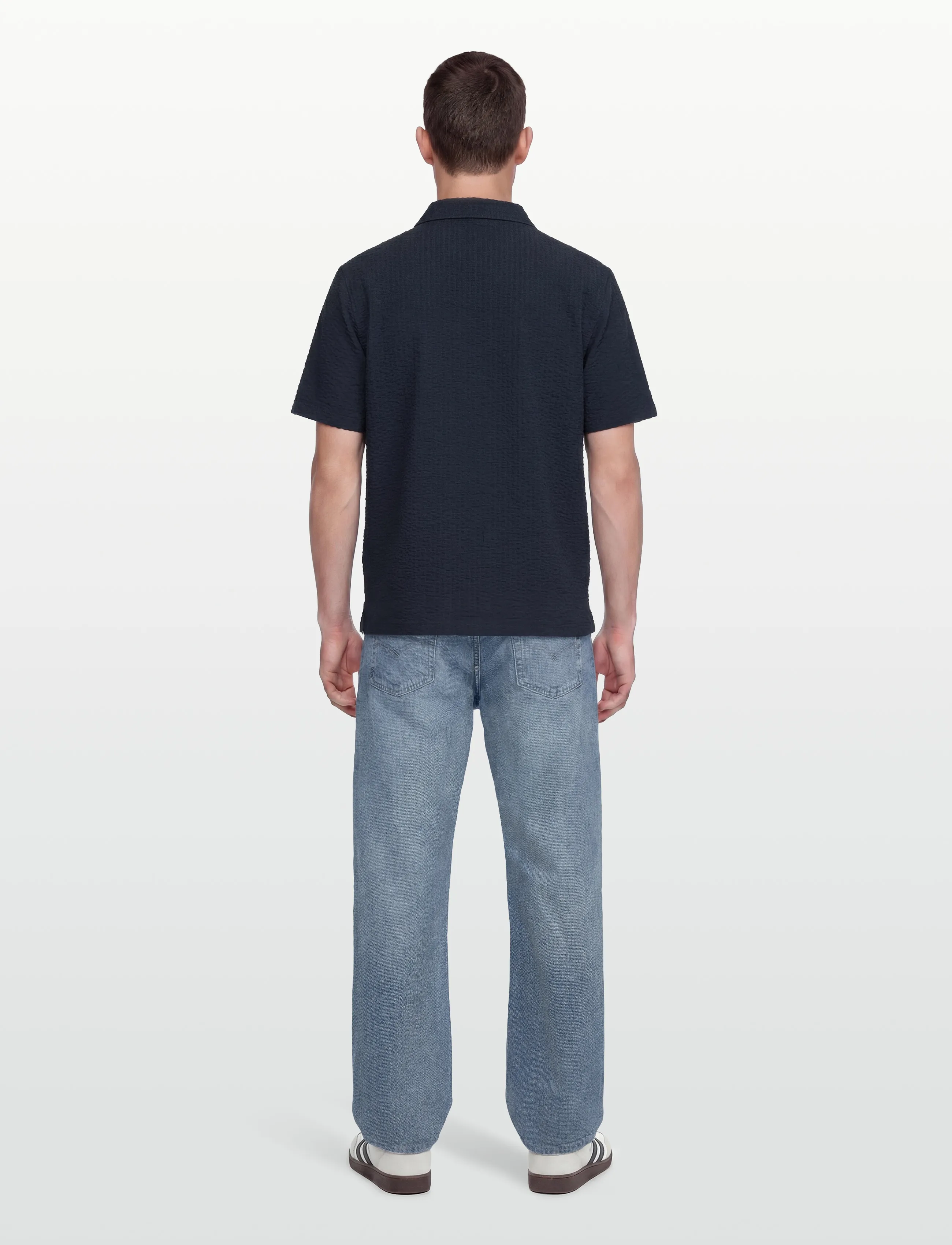 Knowledge Cotton Apparel - Relaxed seersucker short sleeve shi - lühikeste varrukatega särgid - night sky - 4