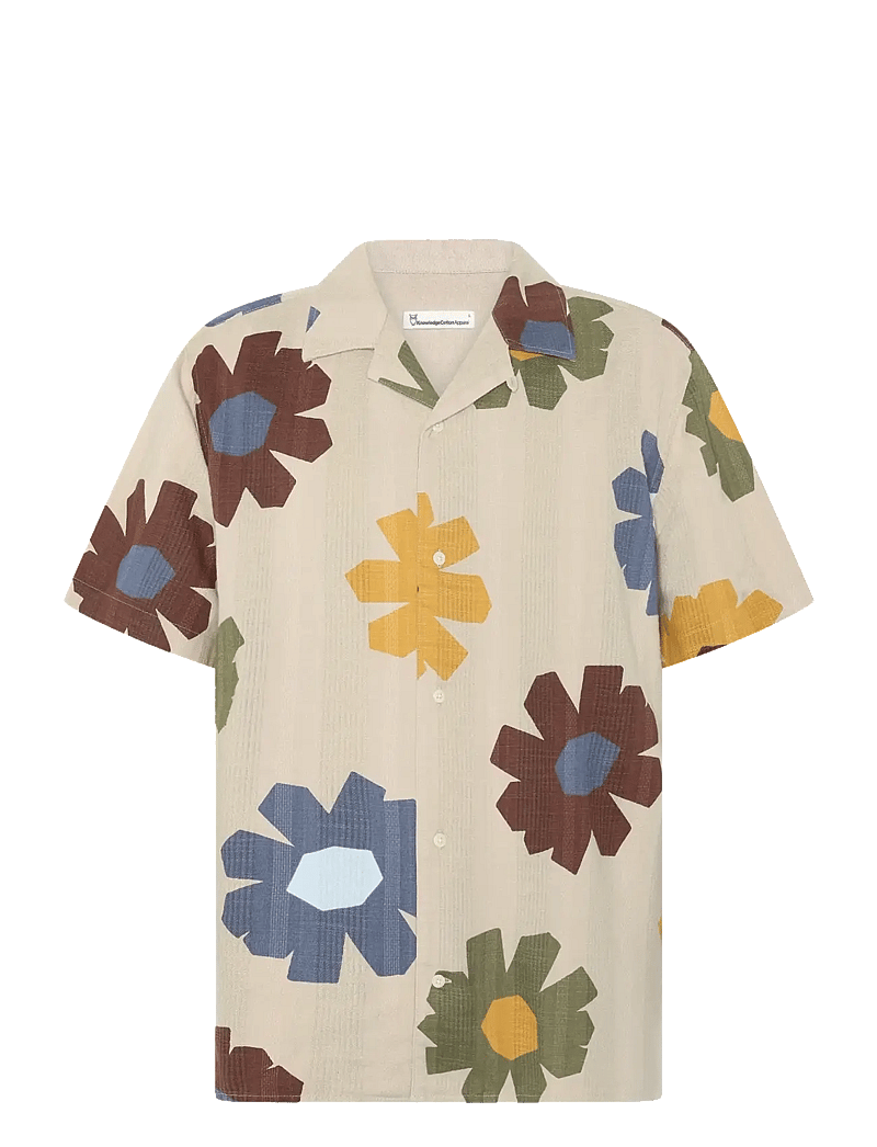 Knowledge Cotton Apparel - Relaxed print short sleeve shirt - kortærmede skjorter - multi color aop - 1