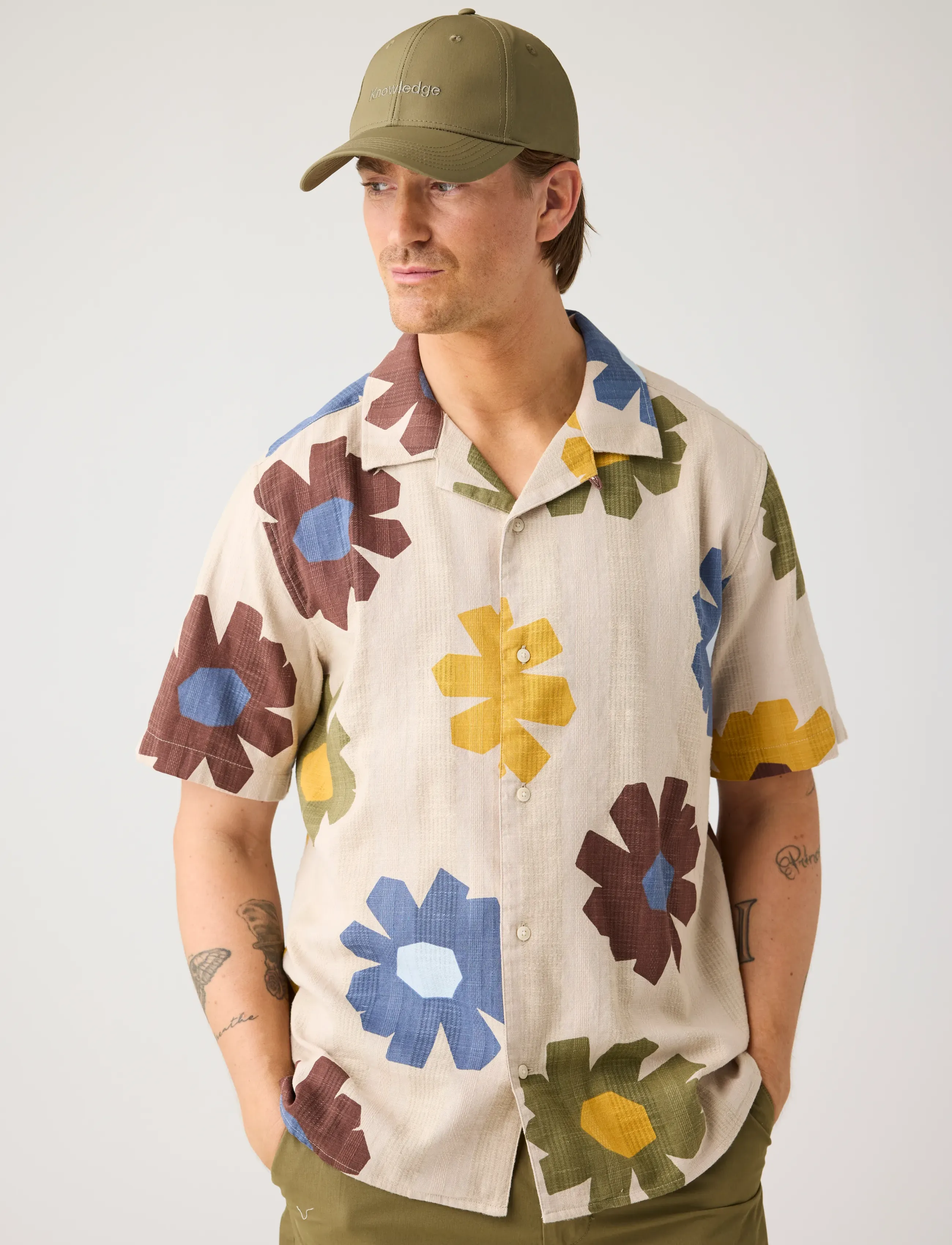 Knowledge Cotton Apparel Relaxed print short sleeve shirt - Akcija - MULTI COLOR AOP / multi