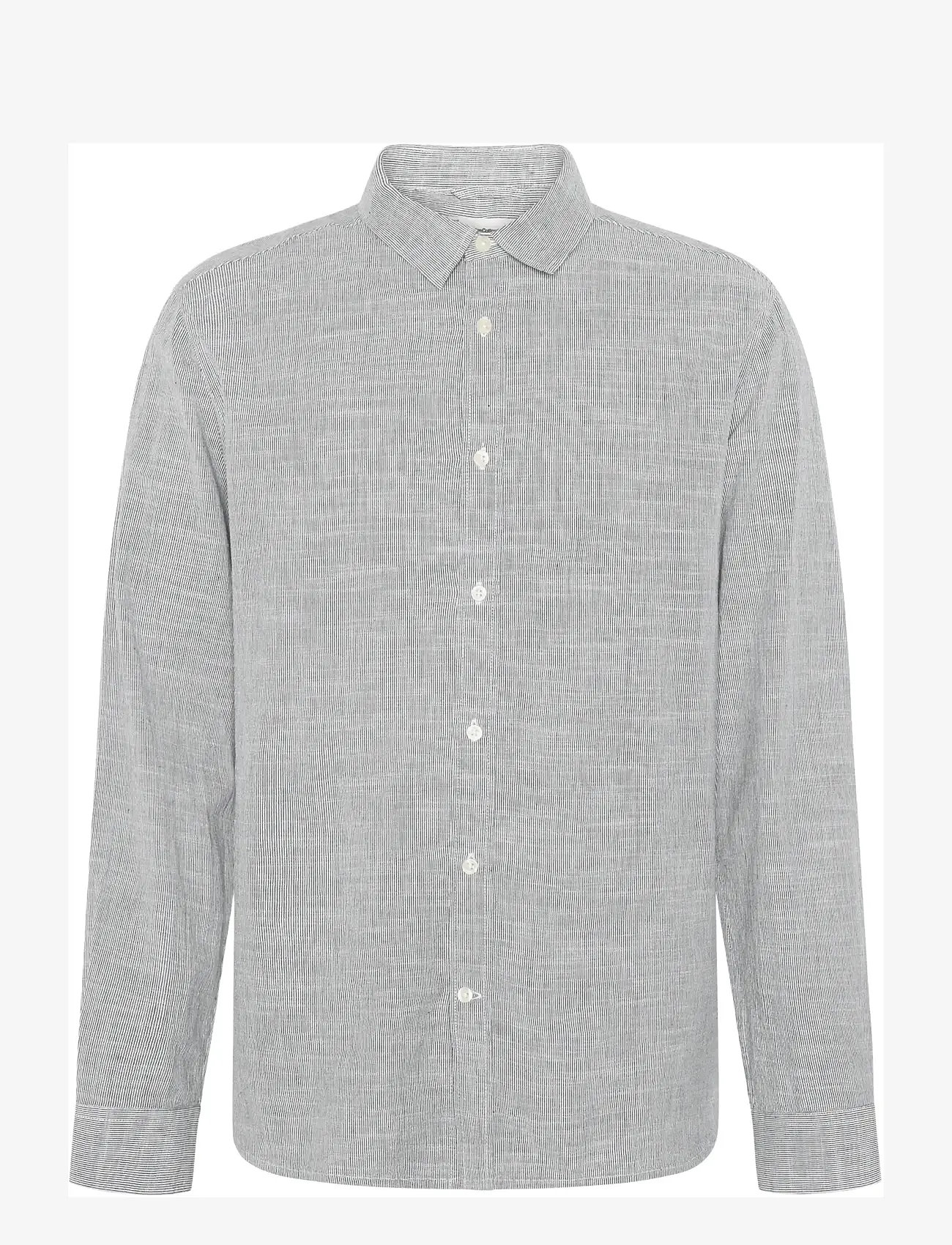 Knowledge Cotton Apparel - Dune regular stripe shirt - randiga skjortor - blue stripe - 1