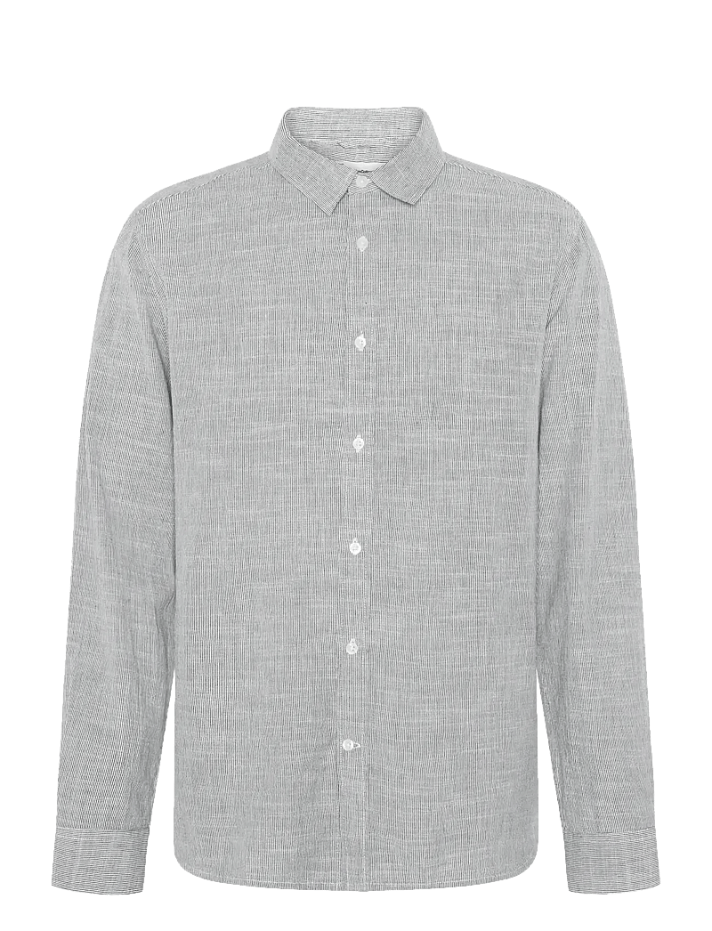 Knowledge Cotton Apparel - Dune regular stripe shirt - randiga skjortor - blue stripe - 1