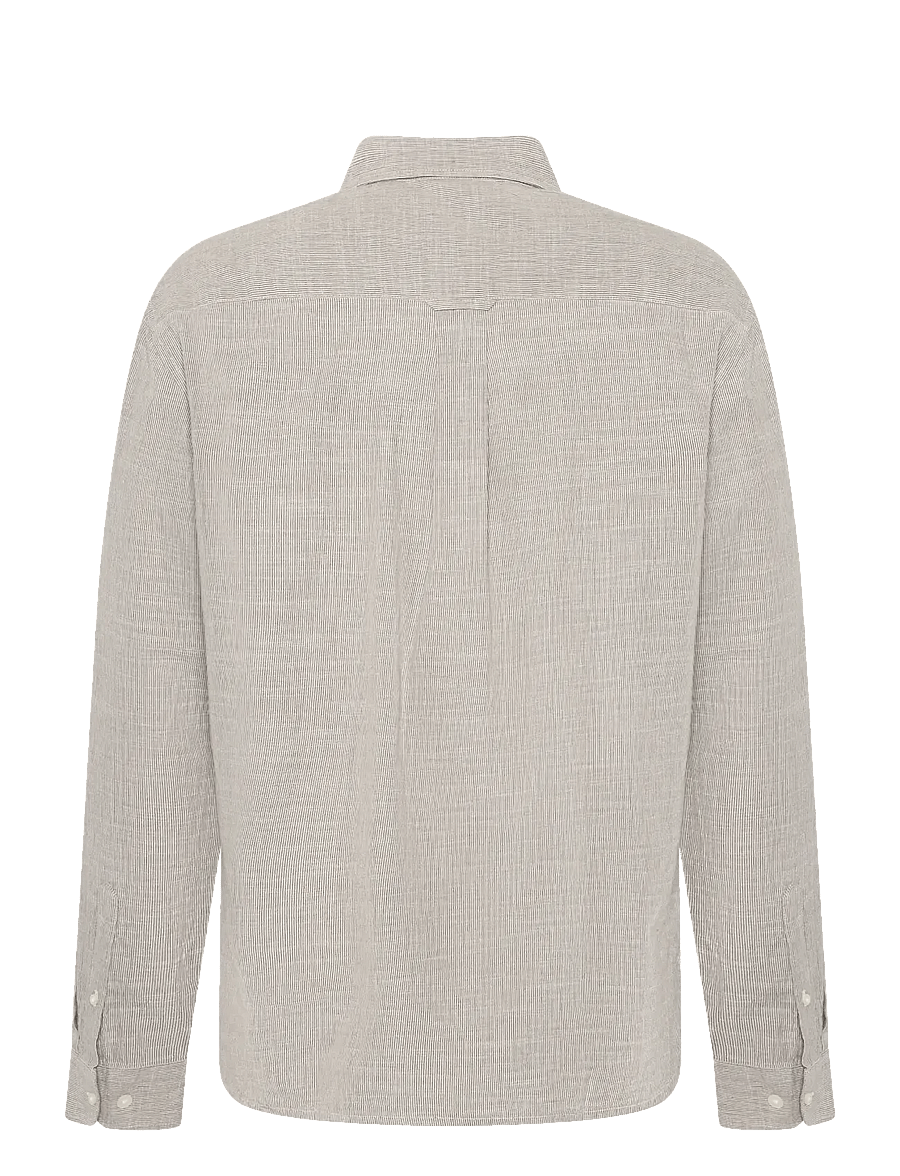 Knowledge Cotton Apparel - Dune regular stripe shirt - stribede skjorter - green stripe - 2