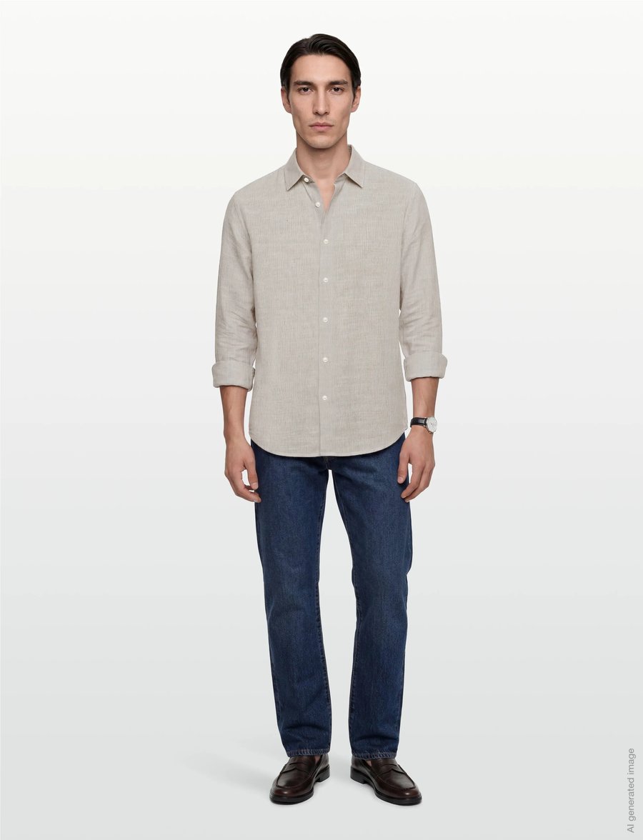 Knowledge Cotton Apparel - Dune regular stripe shirt - stribede skjorter - green stripe - 0