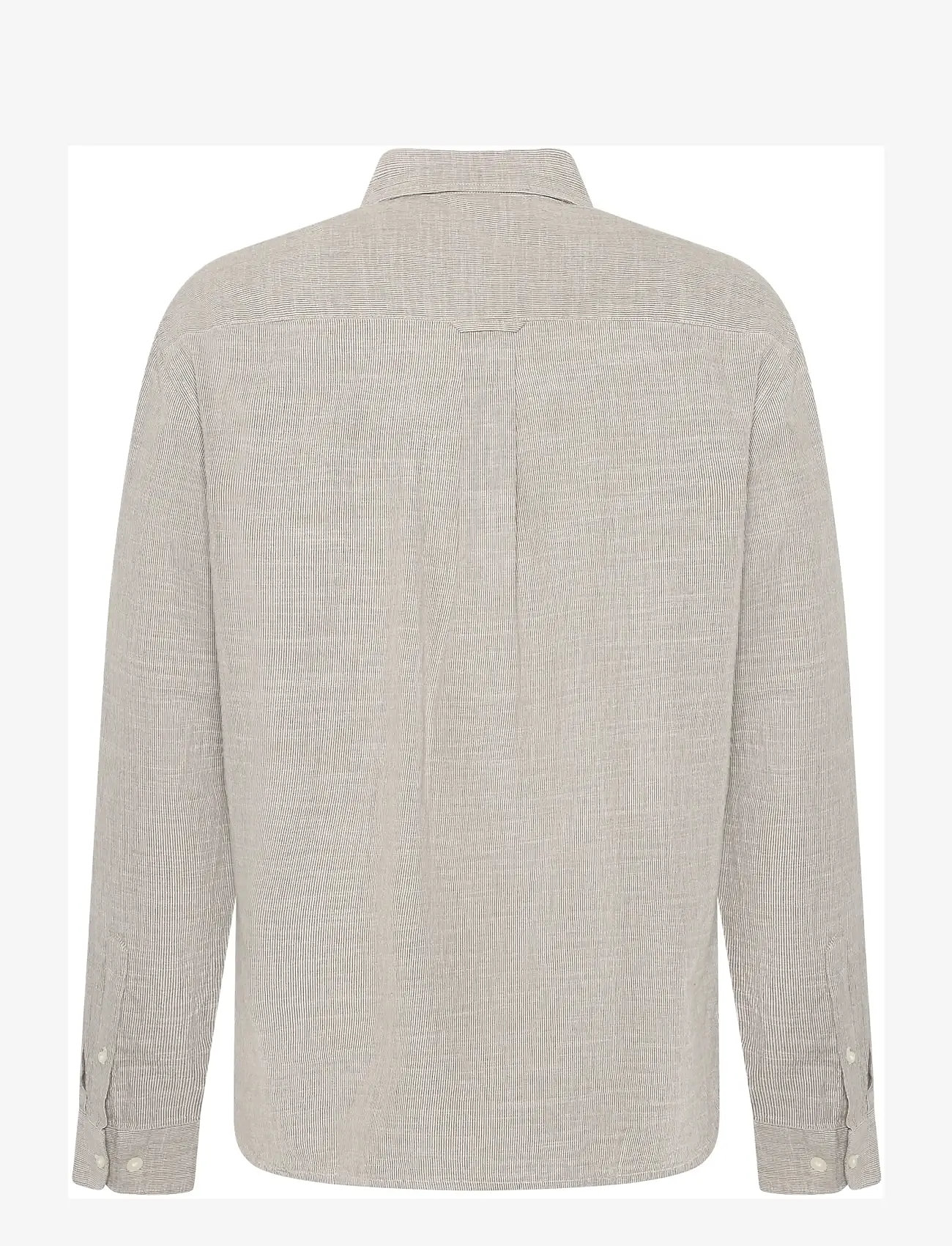 Knowledge Cotton Apparel - Dune regular stripe shirt - stribede skjorter - green stripe - 2