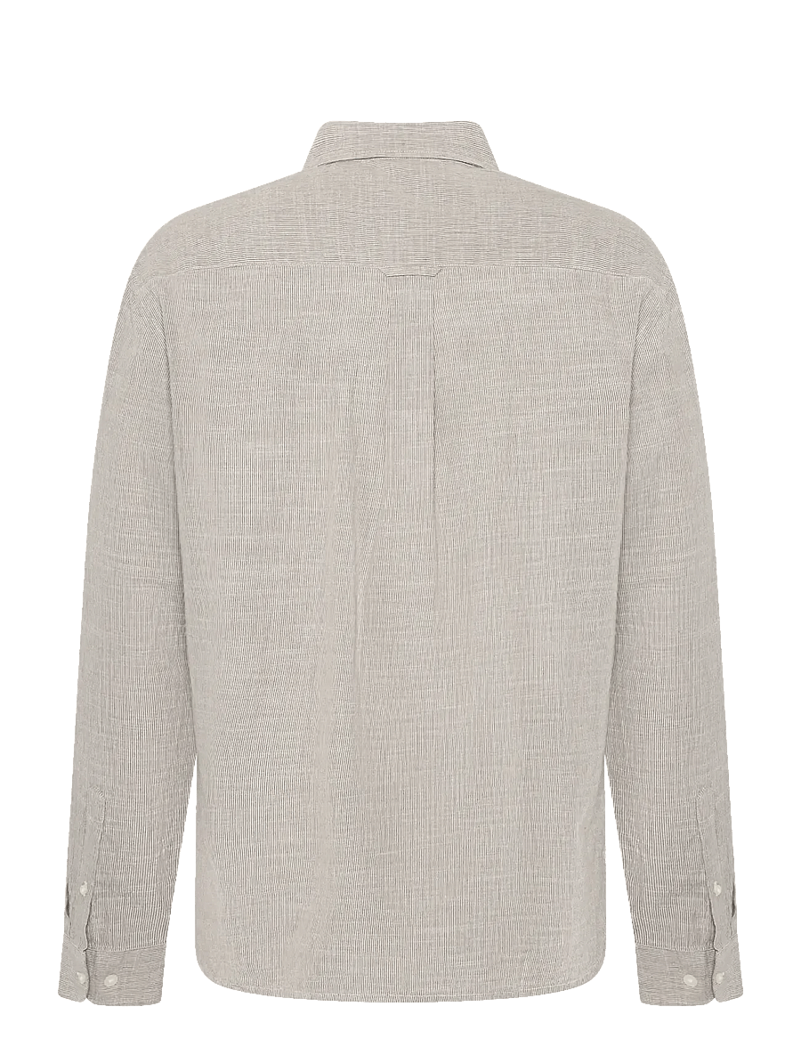 Knowledge Cotton Apparel - Dune regular stripe shirt - stribede skjorter - green stripe - 3