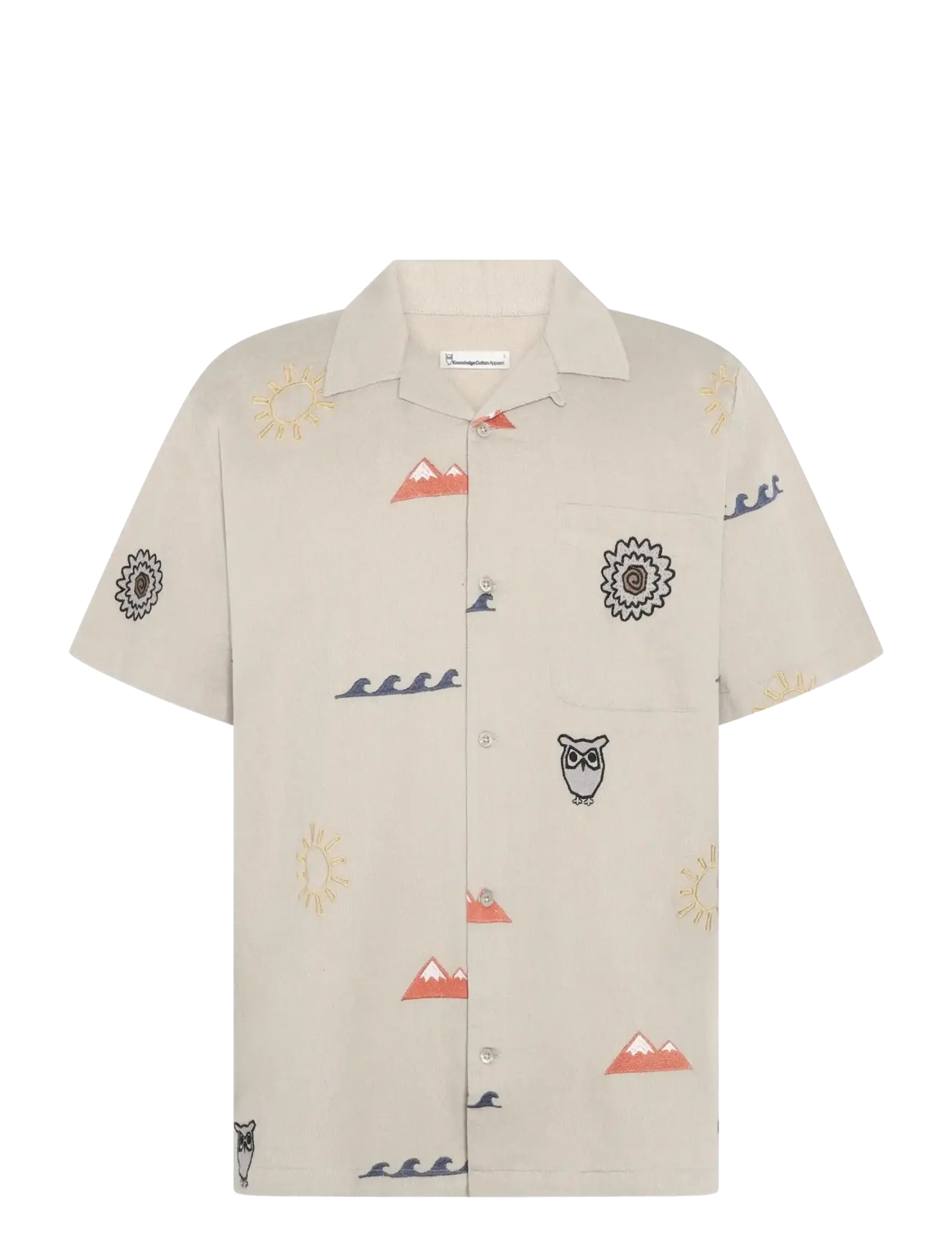 KNOWLEDGE Baumwolle APPAREL Relaxed Embroidery Kurz Sleeve Shi Grau - XXL - Herren