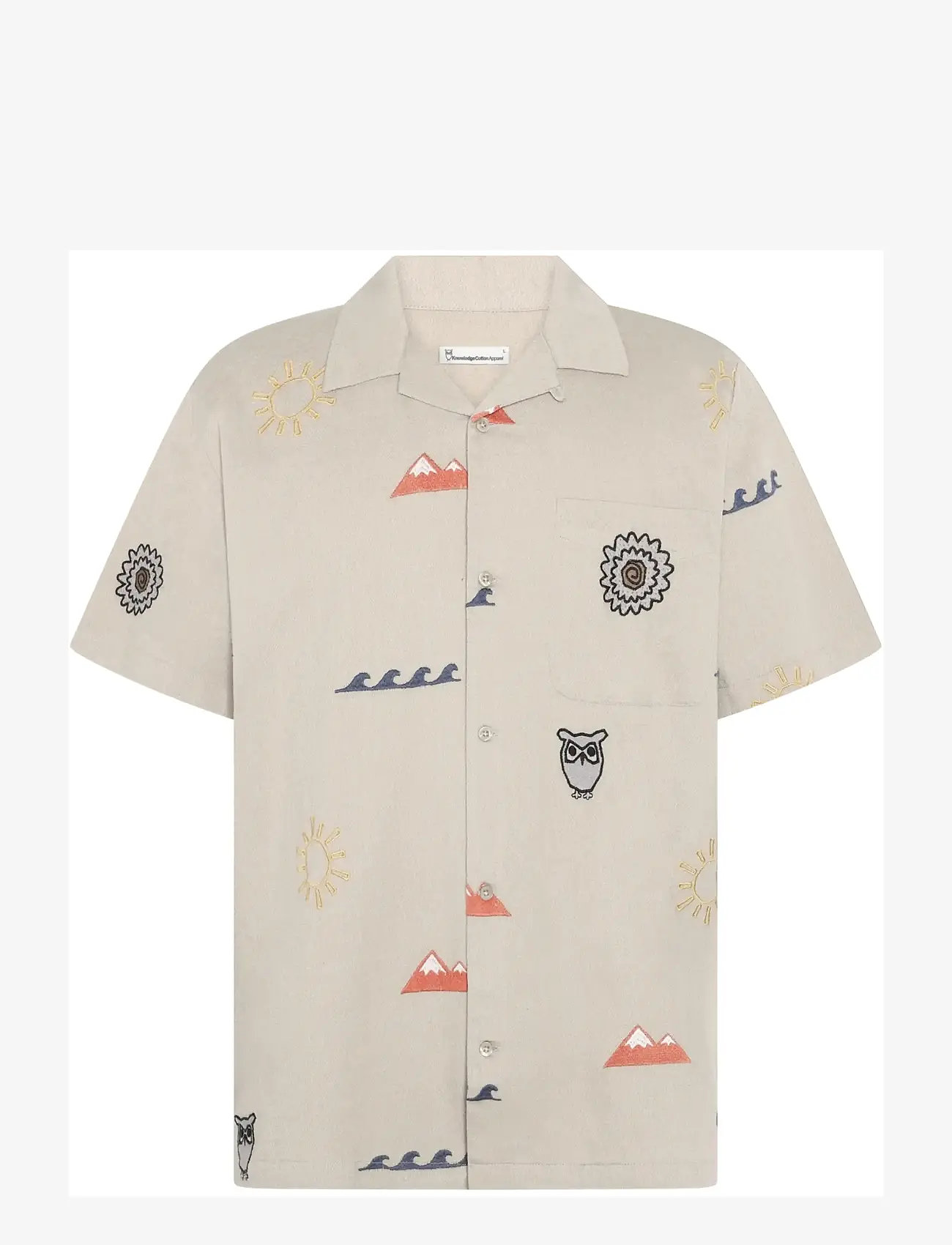 Knowledge Cotton Apparel - Relaxed embroidery short sleeve shi - lühikeste varrukatega särgid - light feather gray - 1