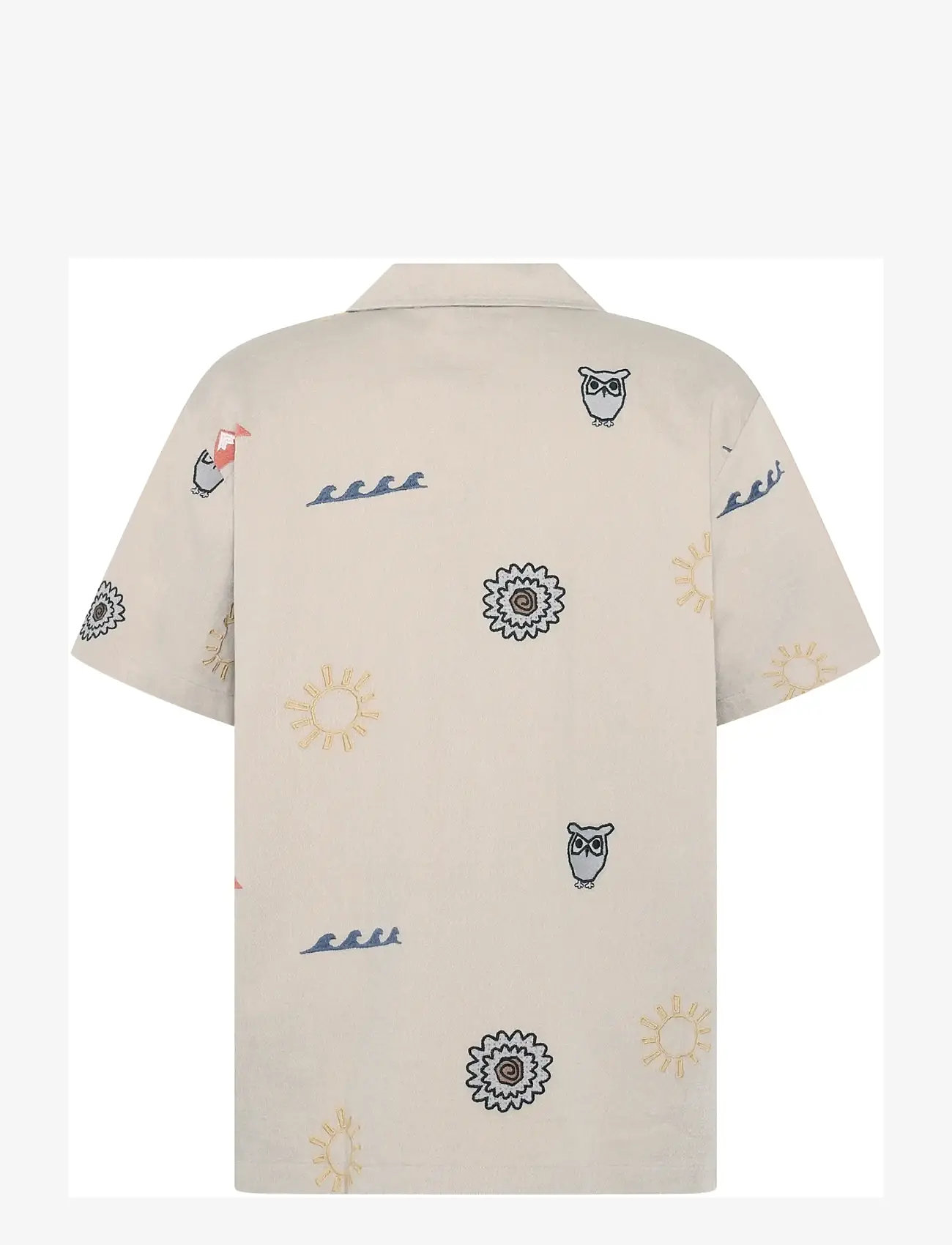 Knowledge Cotton Apparel - Relaxed embroidery short sleeve shi - lühikeste varrukatega särgid - light feather gray - 2