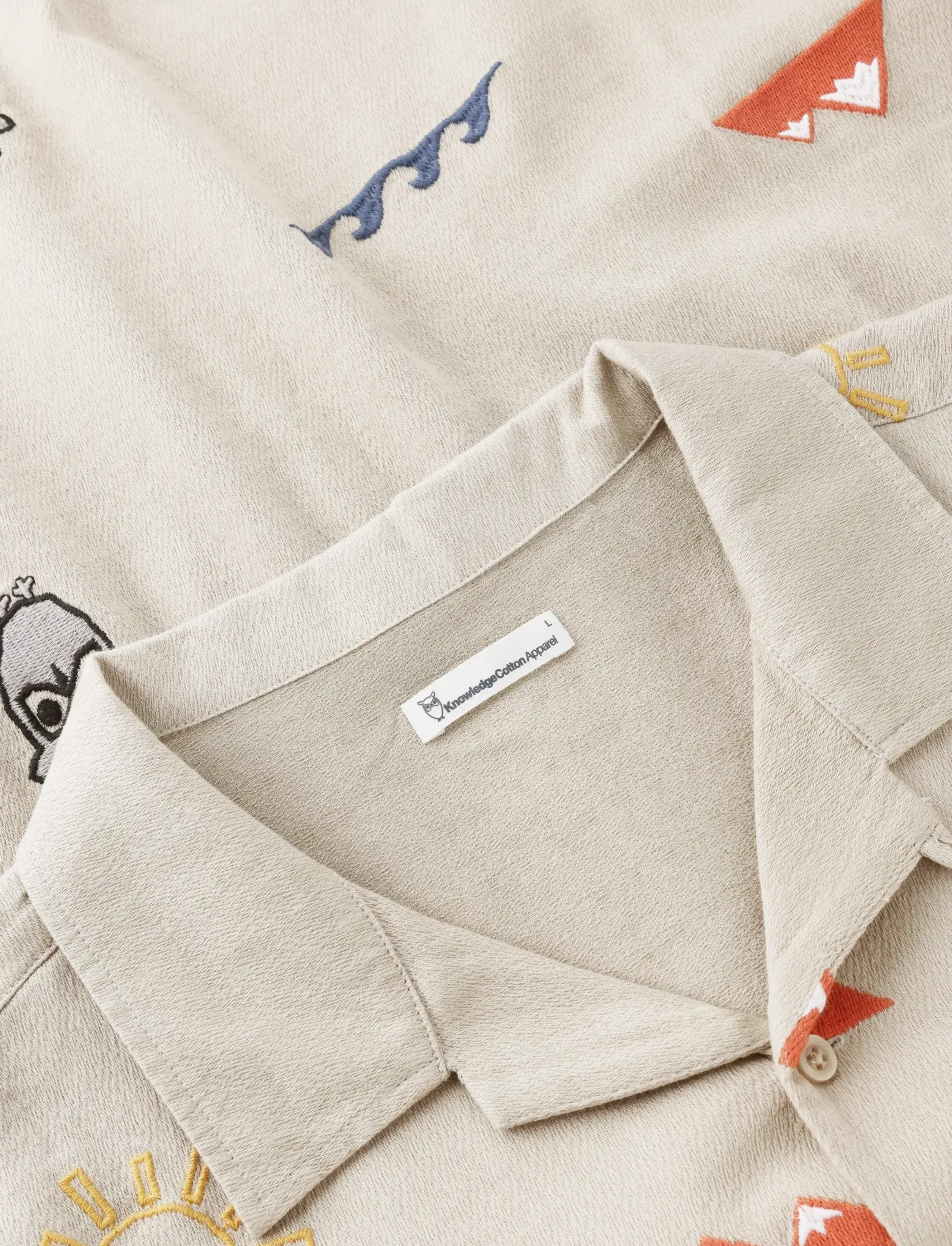 Knowledge Cotton Apparel - Relaxed embroidery short sleeve shi - kurzarmhemden - light feather gray - 3