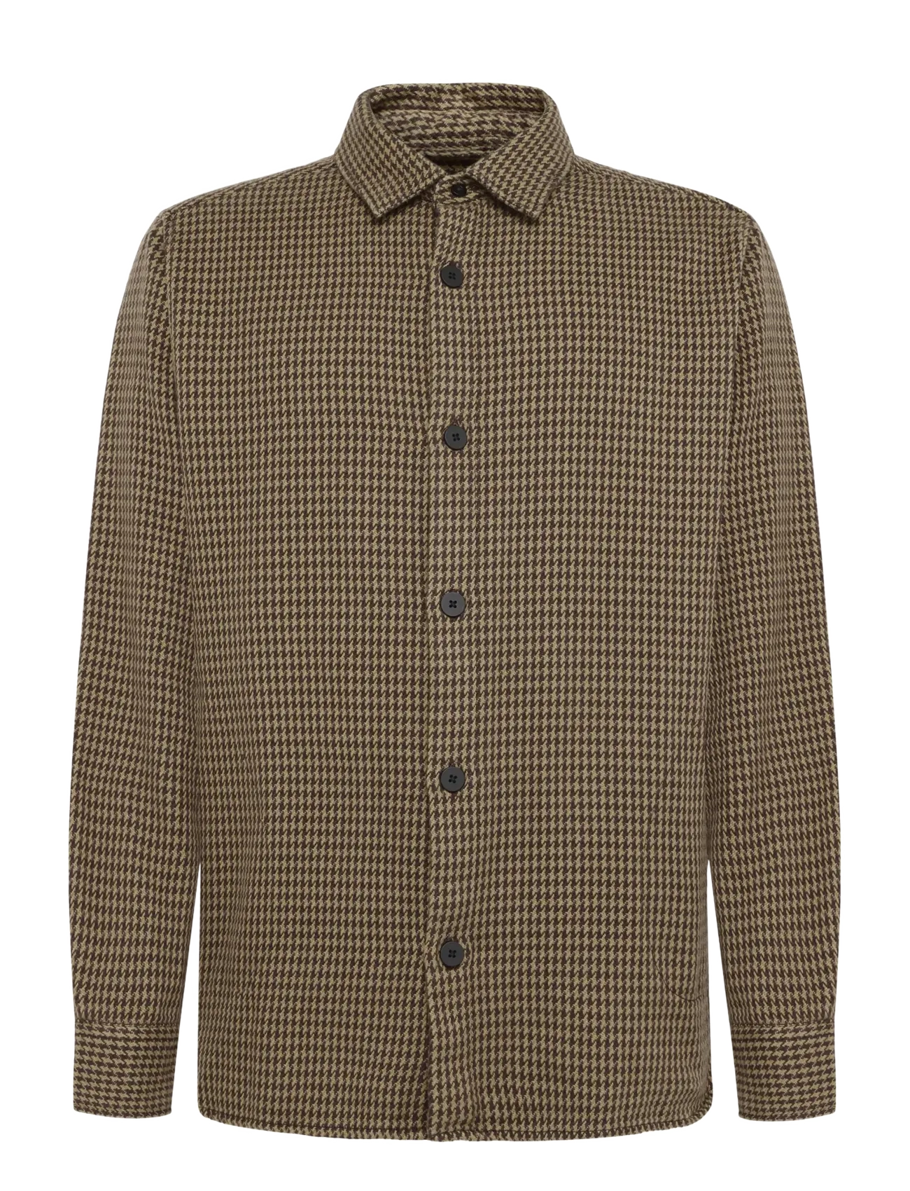 Knowledge Cotton Apparel - Loose houndtooth overshirt - dark brown check - 1