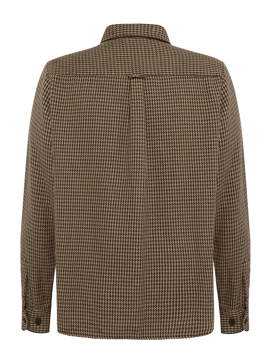 Knowledge Cotton Apparel - Loose houndtooth overshirt - dark brown check - 2
