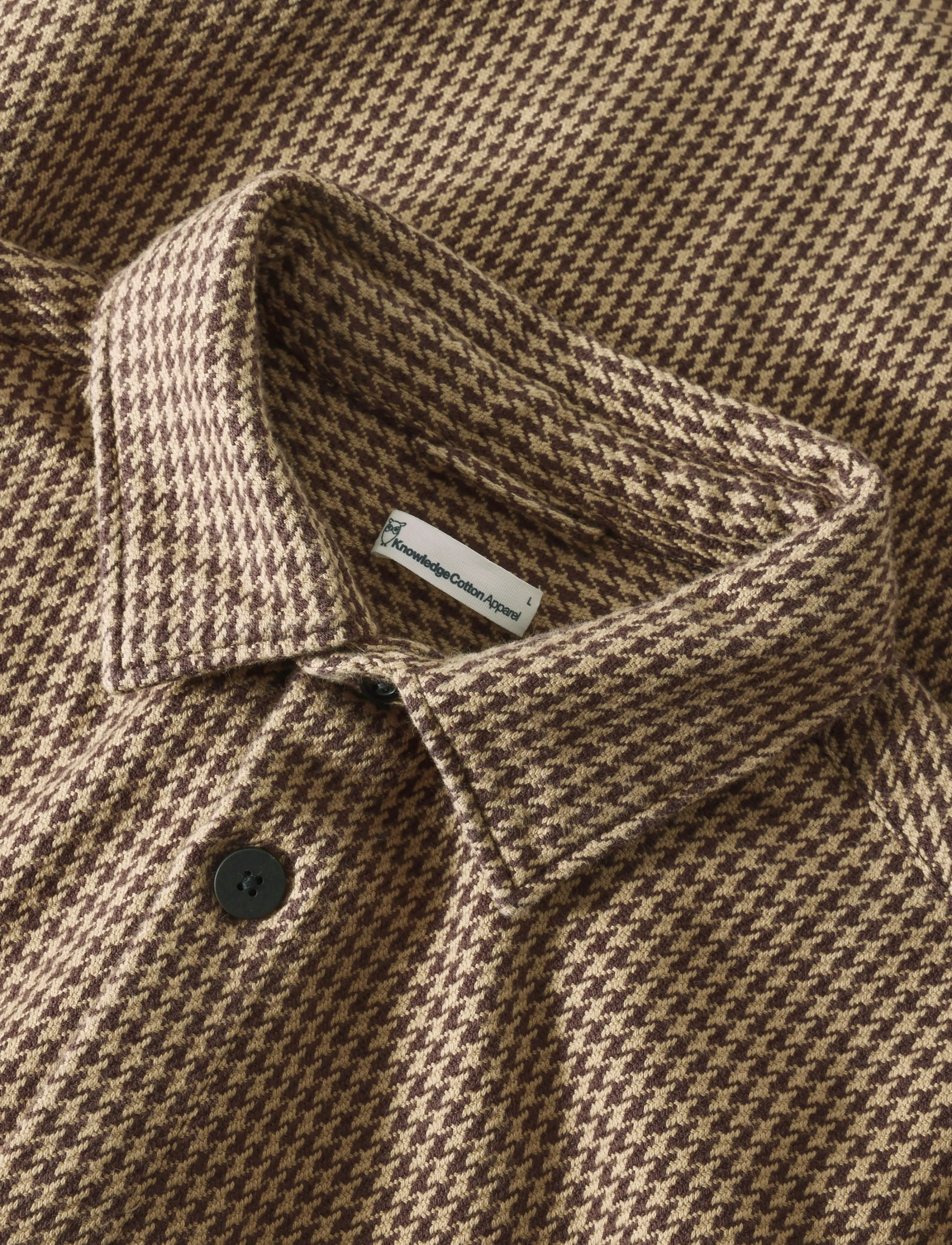 Knowledge Cotton Apparel - Loose houndtooth overshirt - dark brown check - 3