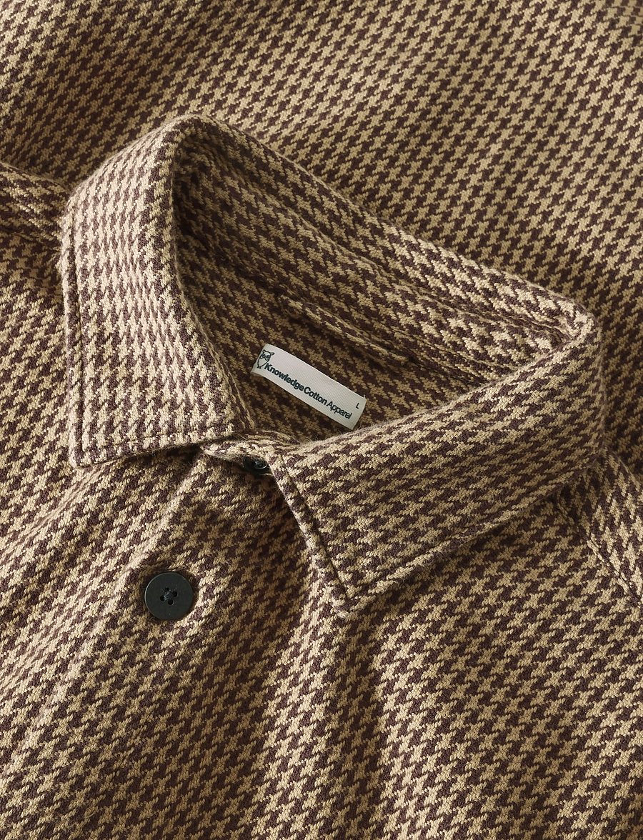 Knowledge Cotton Apparel - Loose houndtooth overshirt - dark brown check - 3