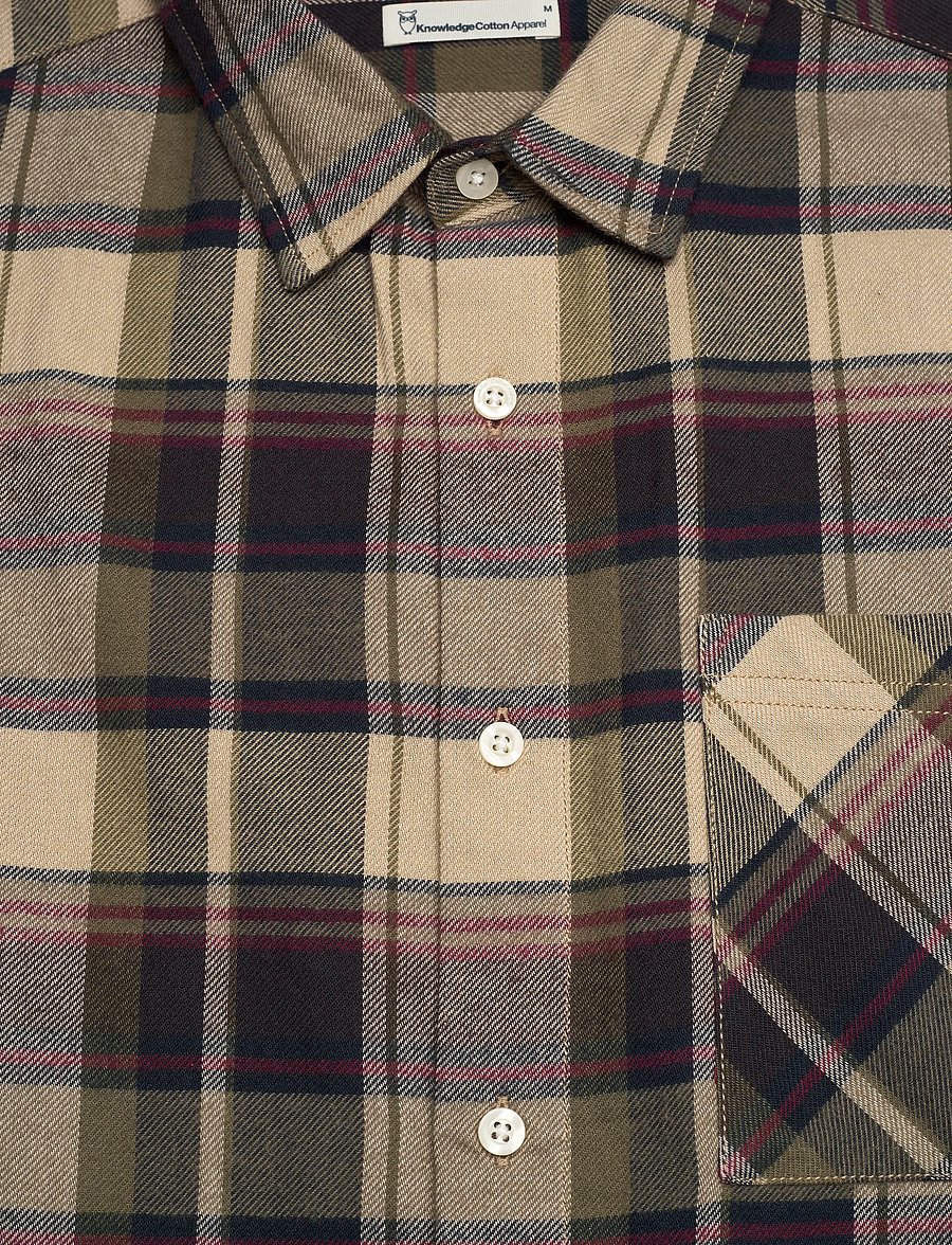 Knowledge Cotton Apparel - Organic Cotton Checked Flannel Shir - flanellskjortor - green check - 2