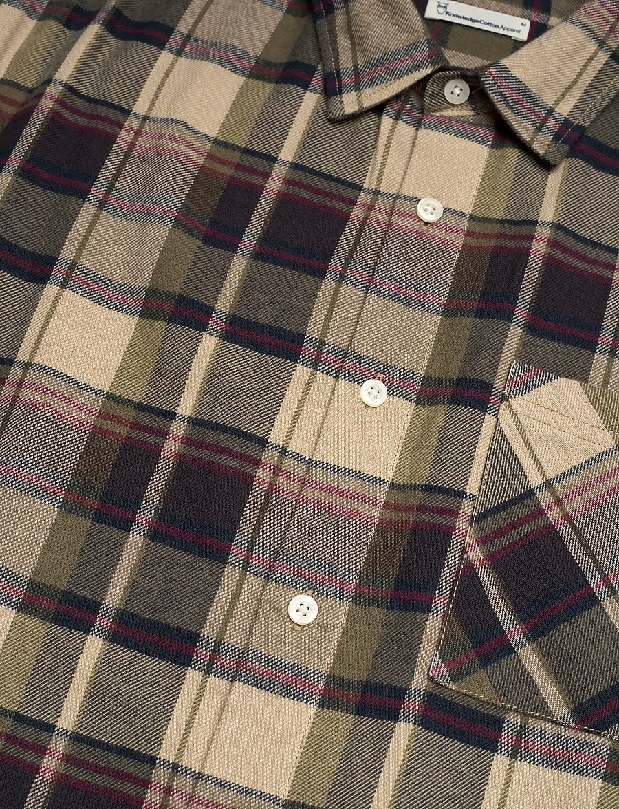 Knowledge Cotton Apparel - Organic Cotton Checked Flannel Shir - flanellskjortor - green check - 3