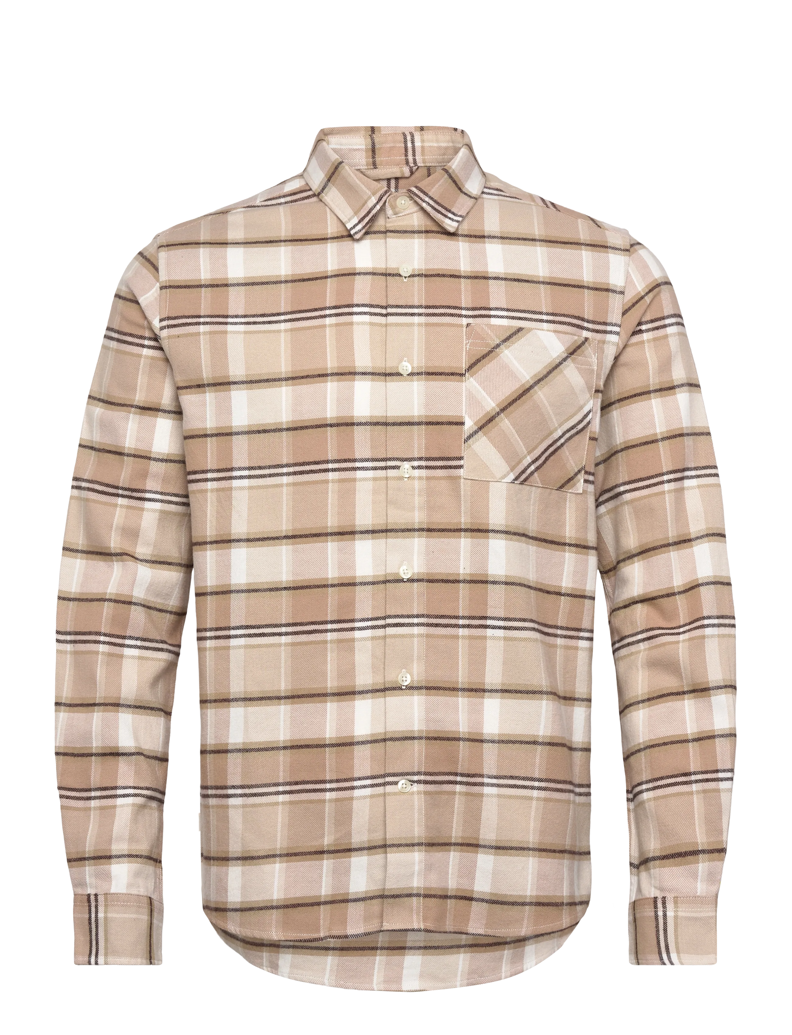Knowledge Cotton Apparel Organic Checked Flannel Shir, XL, Shirts, Beige - Checkered Shirt, Männerswear