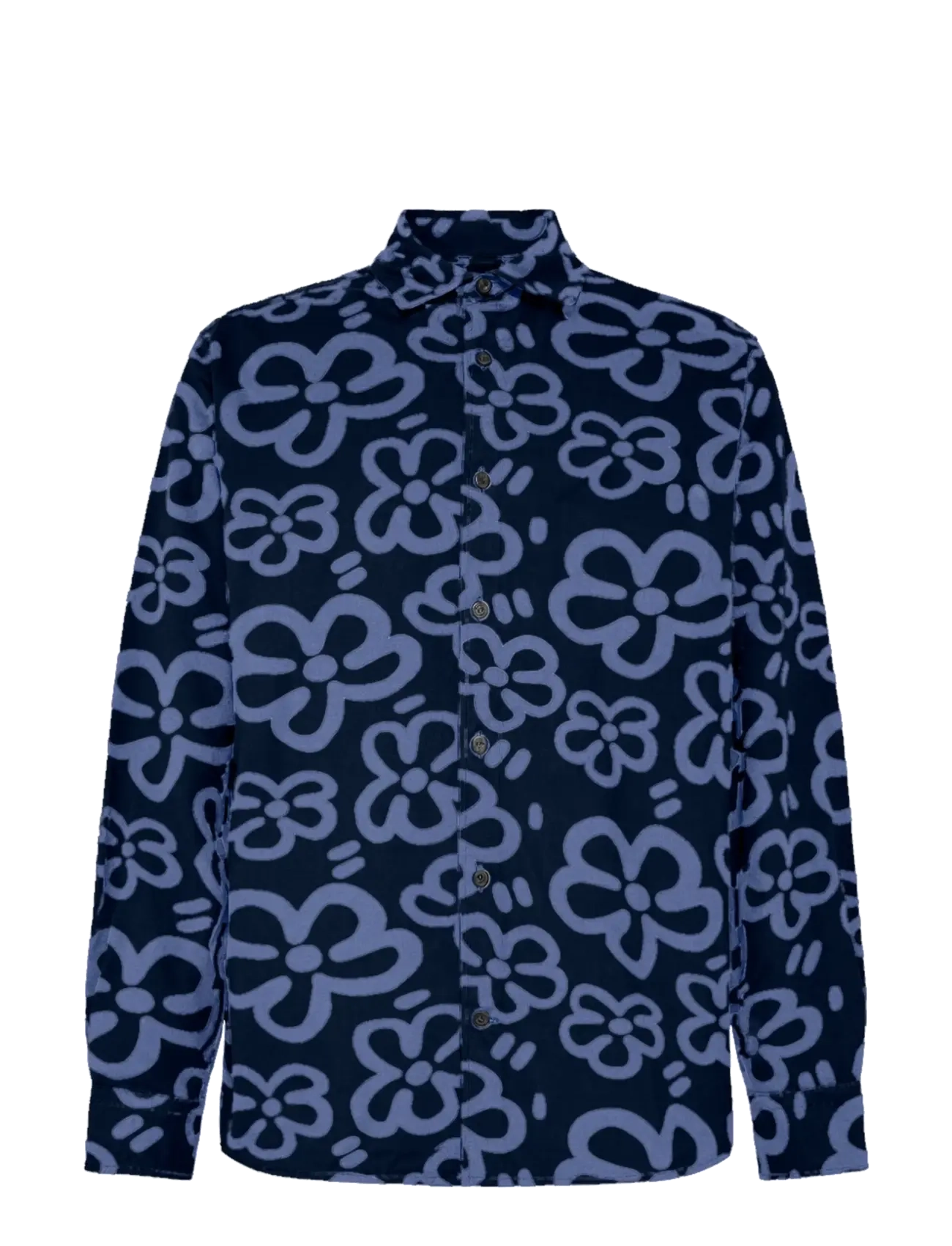 Knowledge Cotton Apparel - Sleet comfort corduroy print shirt - gemusterte hemden - blue - 1