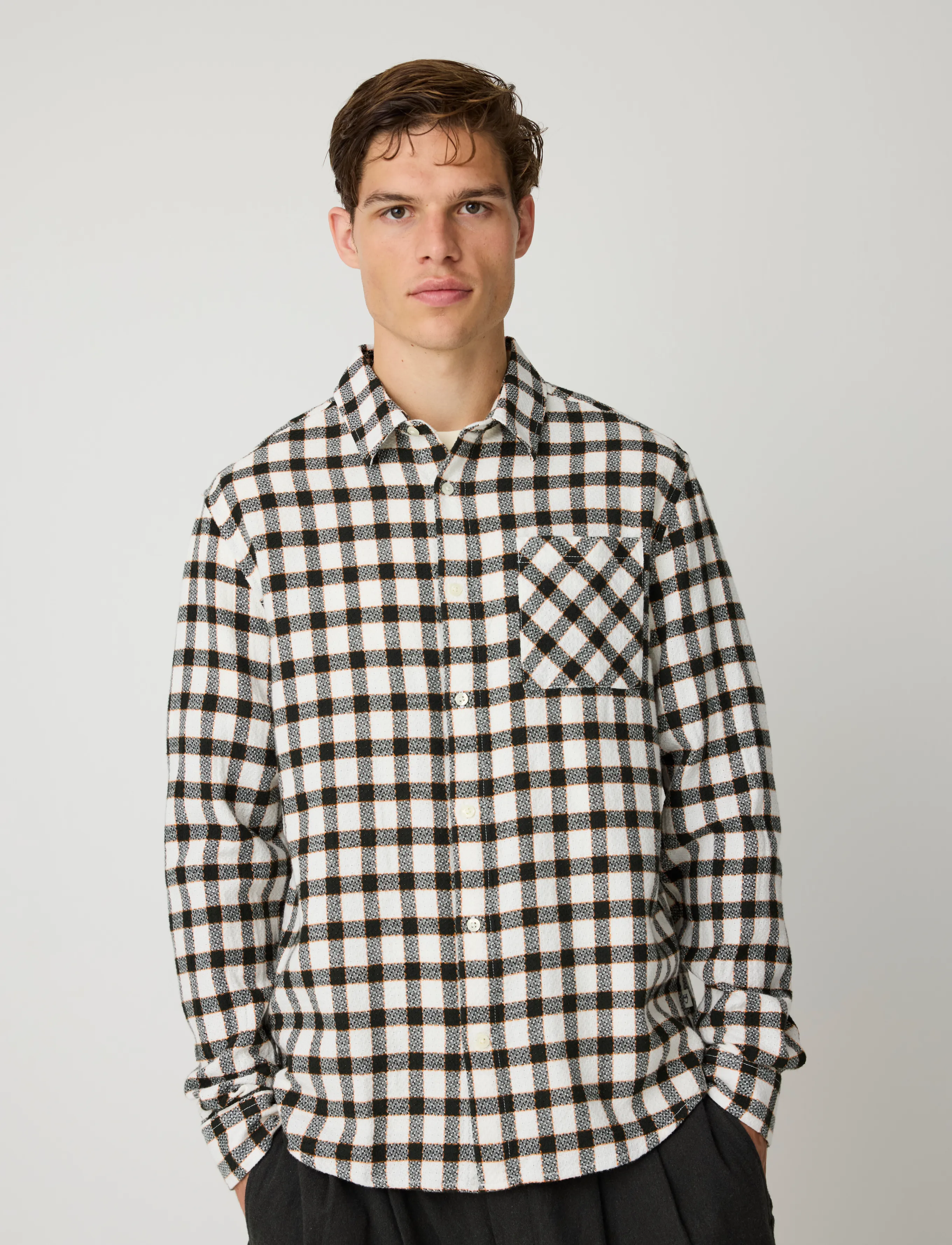Knowledge Cotton Apparel Dune regular checked structure shir - Knowledge Cotton Apparel - GREEN CHECK / green