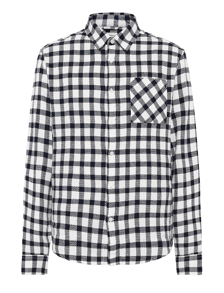 Knowledge Cotton Apparel - Dune regular checked structure shir - karierte hemden - navy - 0