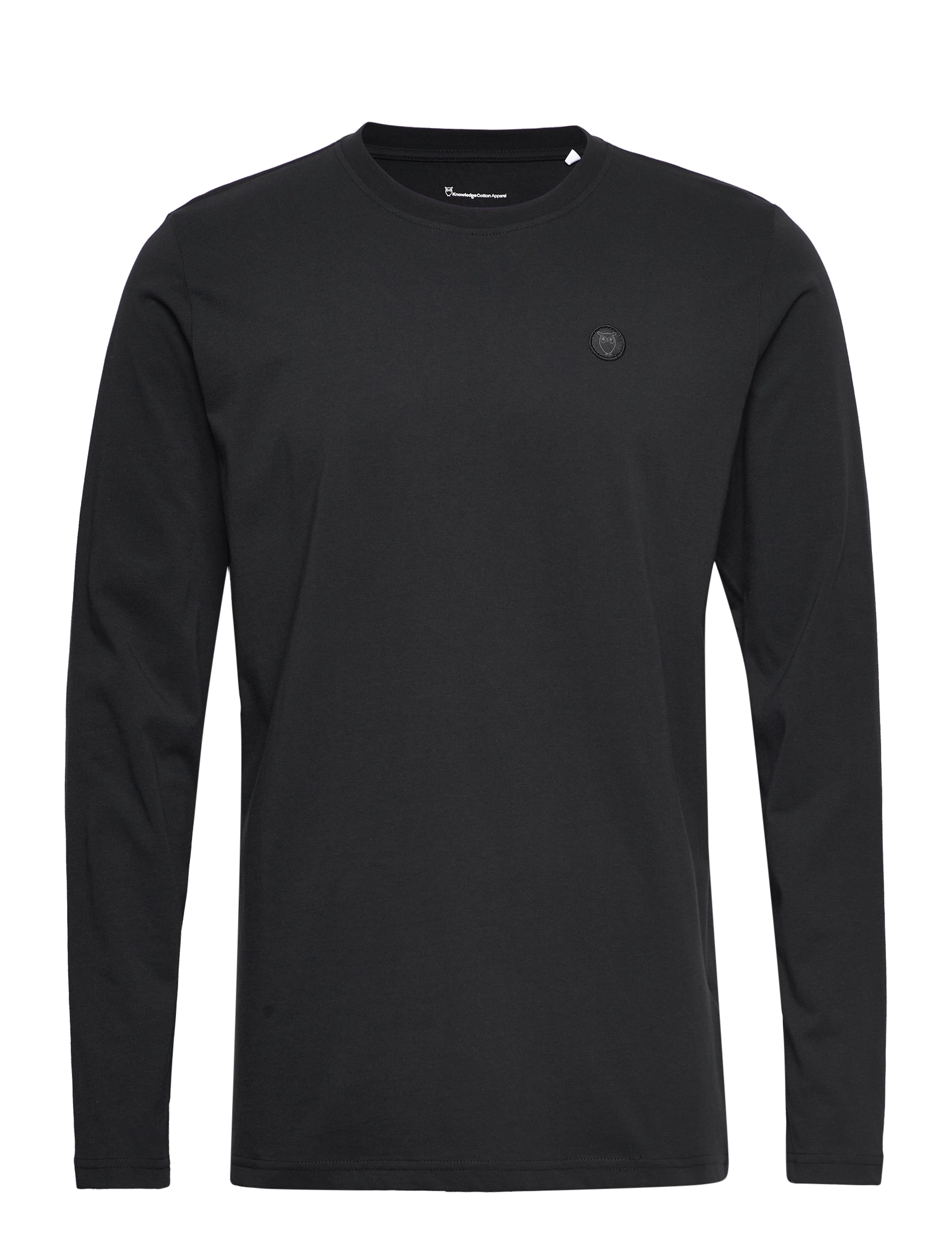 Knowledge Cotton Apparel VIGGO badge long sleeve - Regenerat - T-särgid - BLACK JET / black