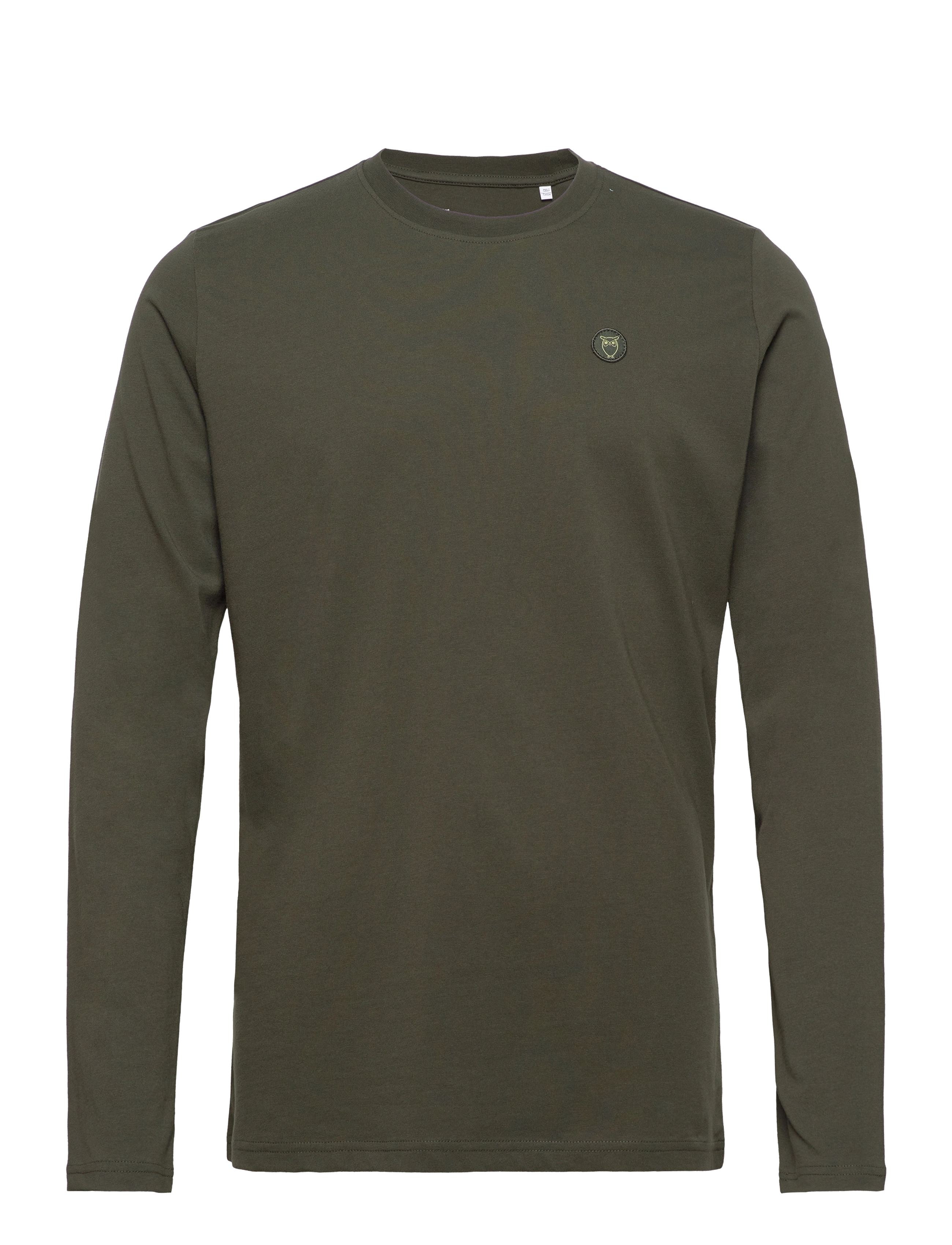 Knowledge Cotton Apparel Viggo Badge Long Sleeve Regenerat, XXL, T-shirts, Schwarz - Long-sleeved, Männerswear