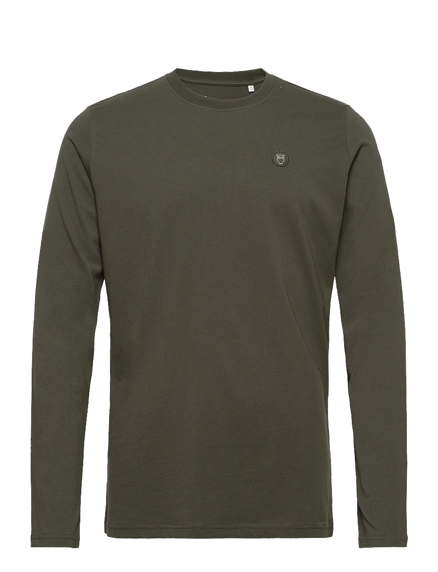 Knowledge Cotton Apparel - VIGGO badge long sleeve - Regenerat - langærmede t-shirts - forest night - 0