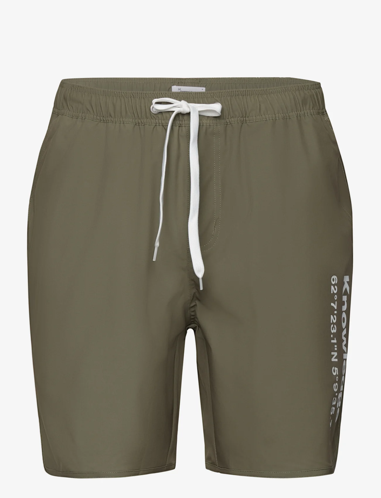 Knowledge Cotton Apparel - Swim shorts with elastic waist and - badbyxor - burned olive - 0