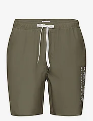 Knowledge Cotton Apparel - Swim shorts with elastic waist and - badbyxor - burned olive - 0