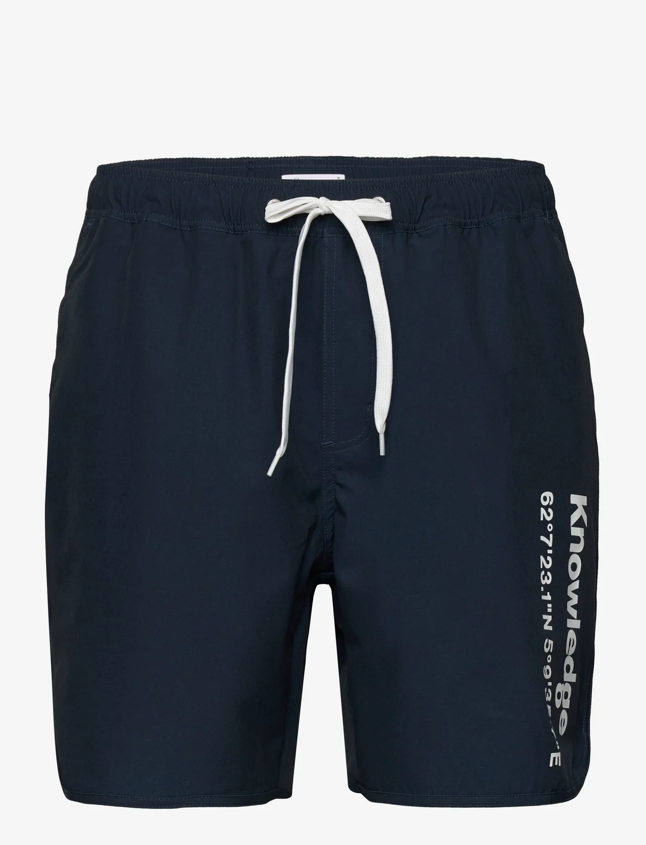 Knowledge Cotton Apparel - Swim shorts with elastic waist and - vīriešiem - total eclipse - 0