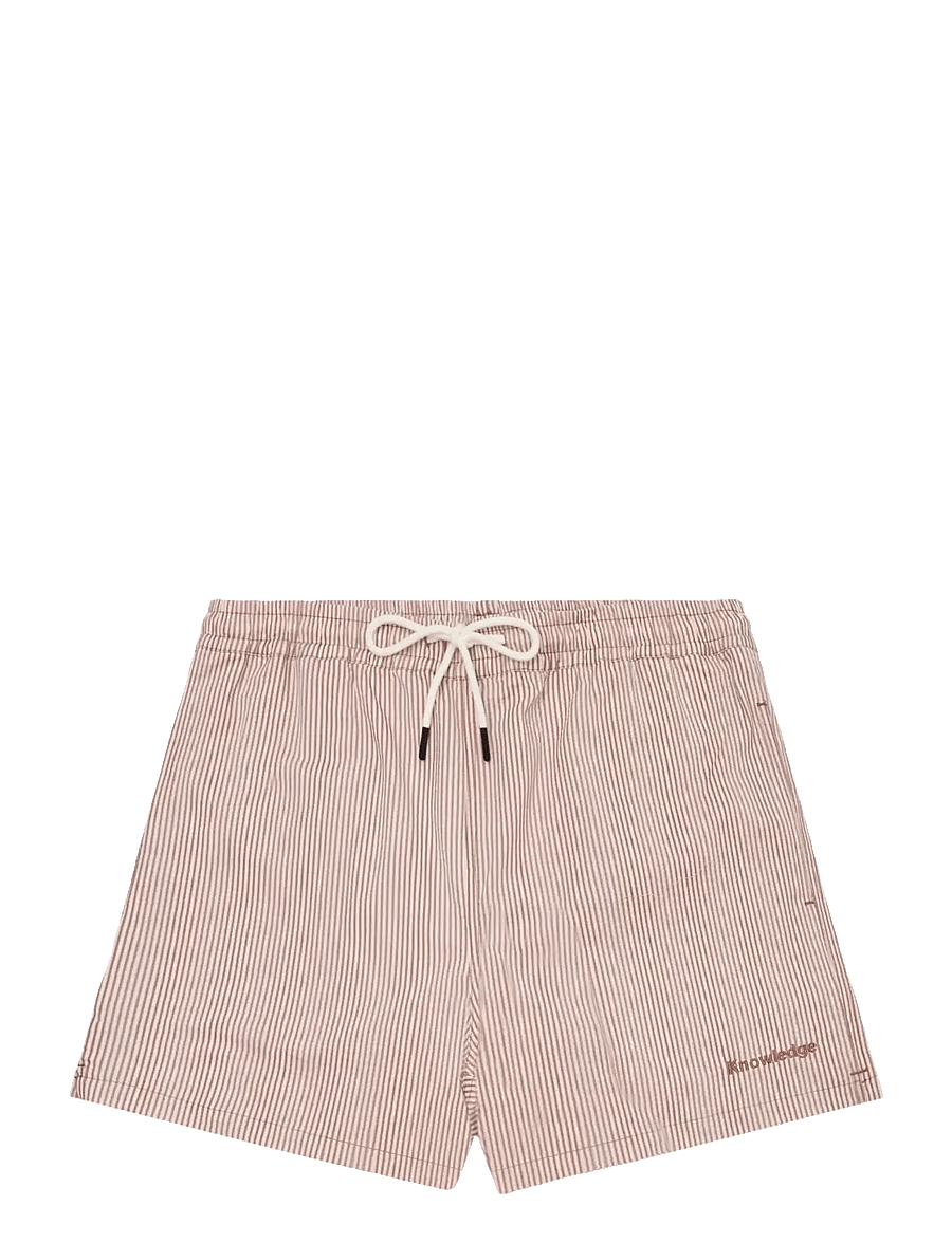 Knowledge Cotton Apparel - Mid-thigh seersucker swimshorts - badehose - red stripe - 1