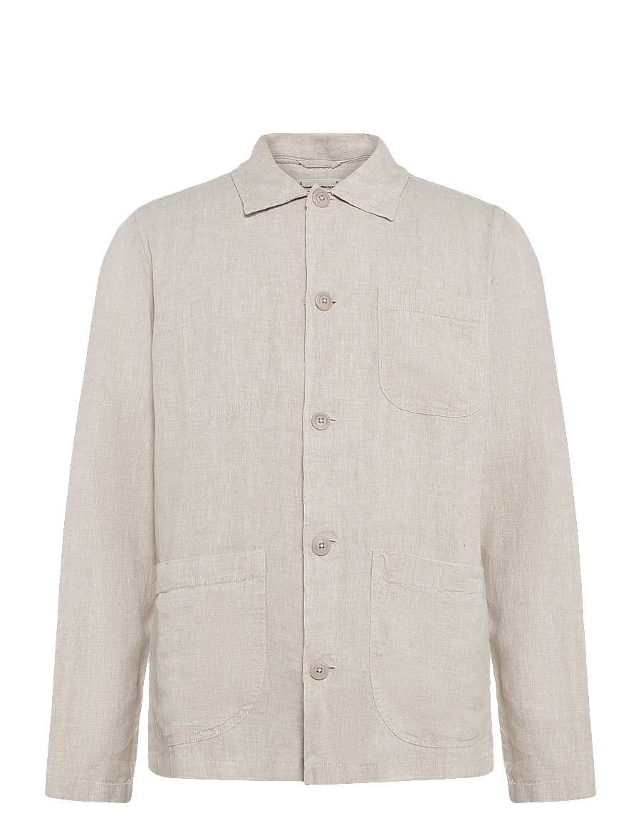 Knowledge Cotton Apparel - Linen overshirt - frühlingsjacken - yarndyed - light feather gray - 0