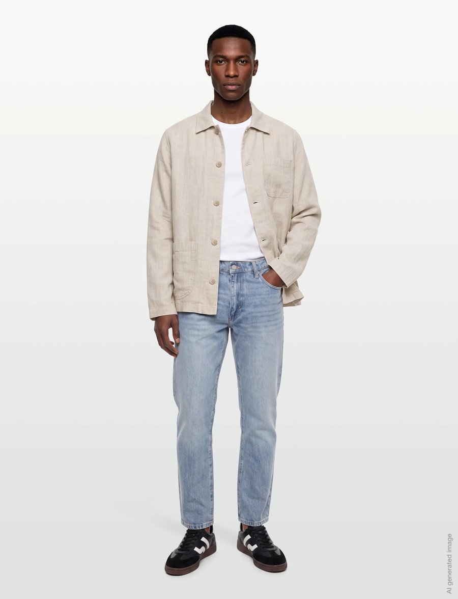 Knowledge Cotton Apparel - Linen overshirt - forårsjakker - yarndyed - light feather gray - 0