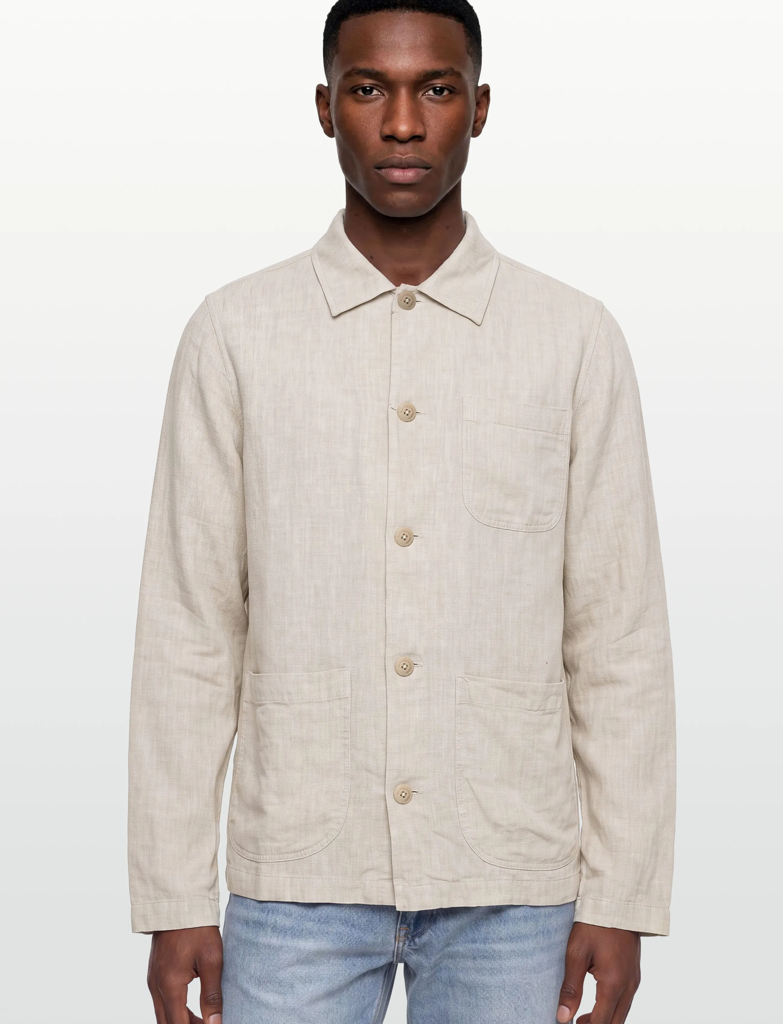 Knowledge Cotton Apparel - Linen overshirt - forårsjakker - yarndyed - light feather gray - 3