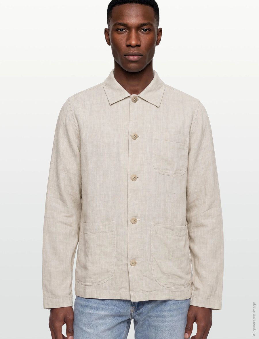 Knowledge Cotton Apparel - Linen overshirt - forårsjakker - yarndyed - light feather gray - 3