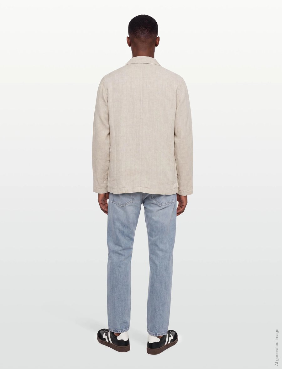 Knowledge Cotton Apparel - Linen overshirt - forårsjakker - yarndyed - light feather gray - 4