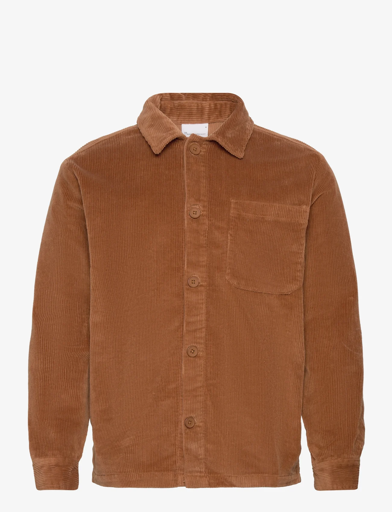 Knowledge Cotton Apparel - Stretched 8-wales corduroy overshir - mænd - brown sugar - 0