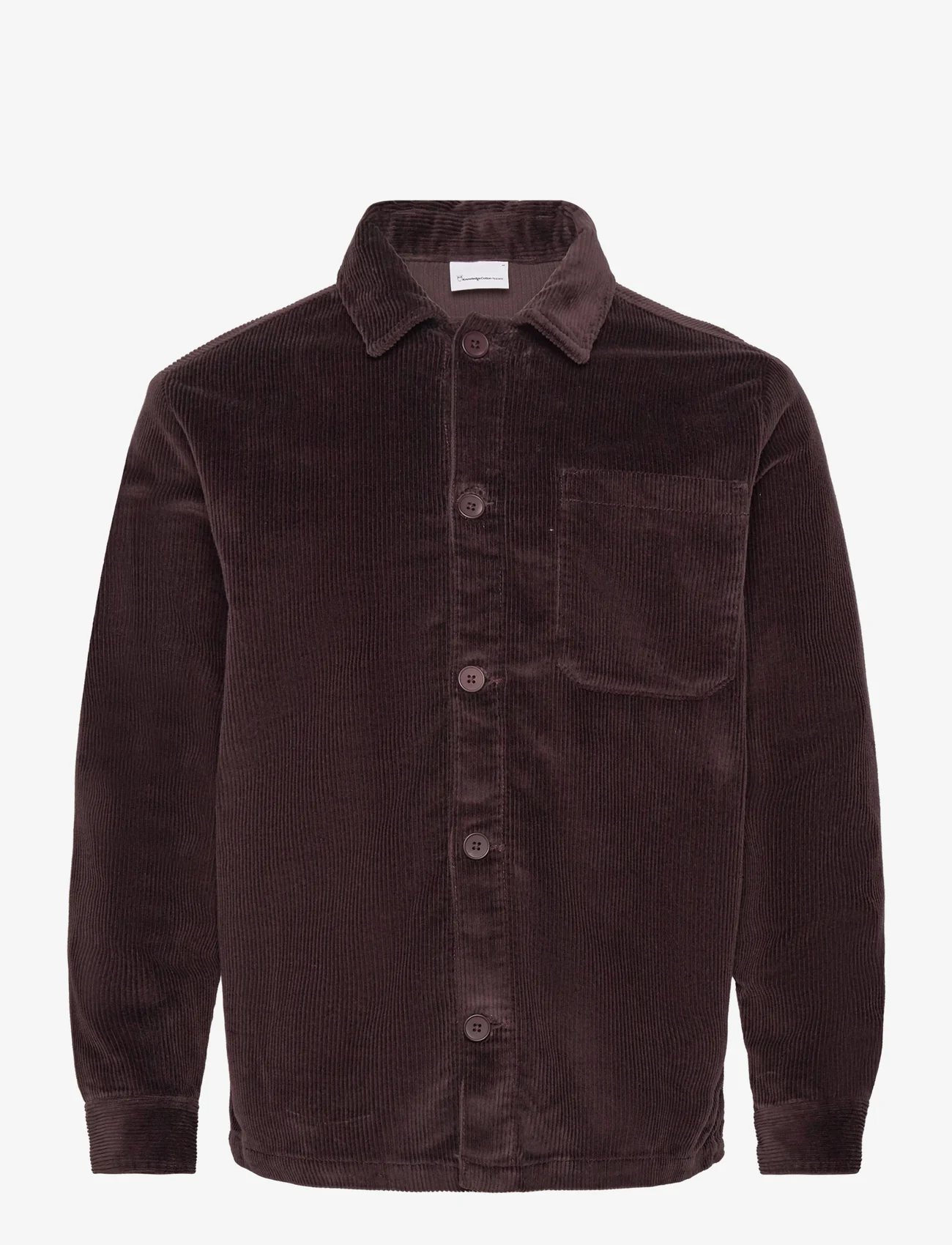 Knowledge Cotton Apparel - Stretched 8-wales corduroy overshir - miesten - chocolate plum - 0