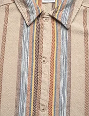 Knowledge Cotton Apparel - Regular woven striped overshirt - G - herren - beige stripe - 5