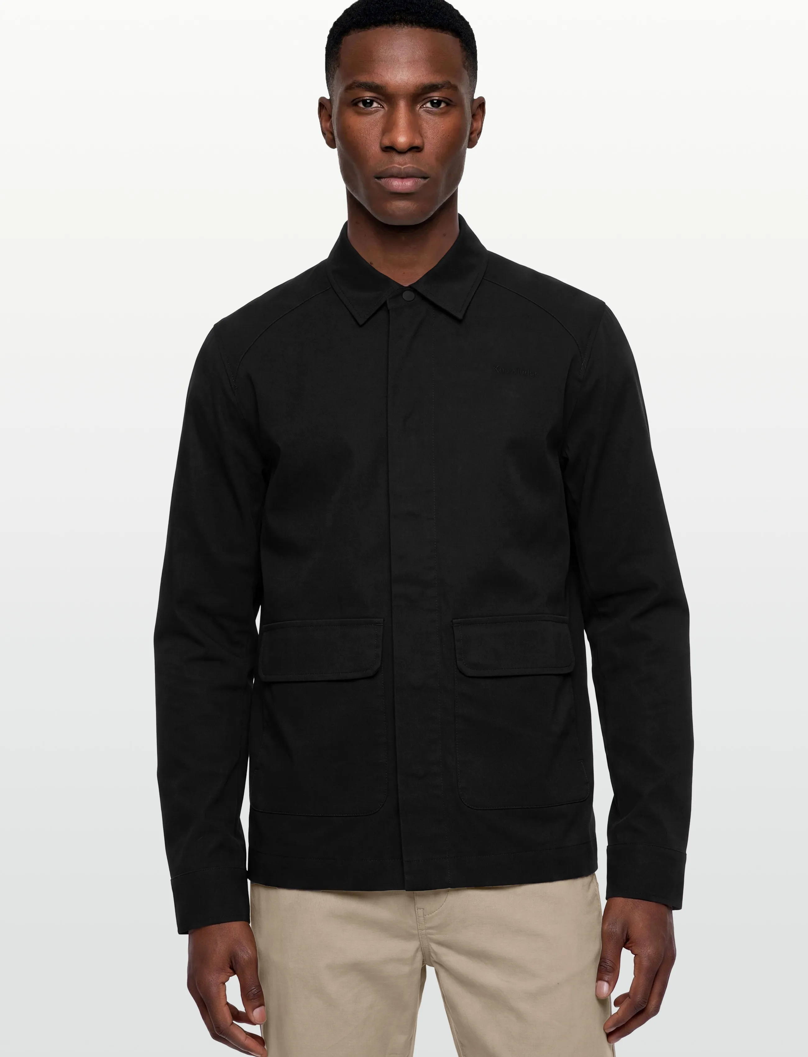 Knowledge Cotton Apparel - Ripstop overshirt - GOTS/Vegan - mænd - black jet - 3