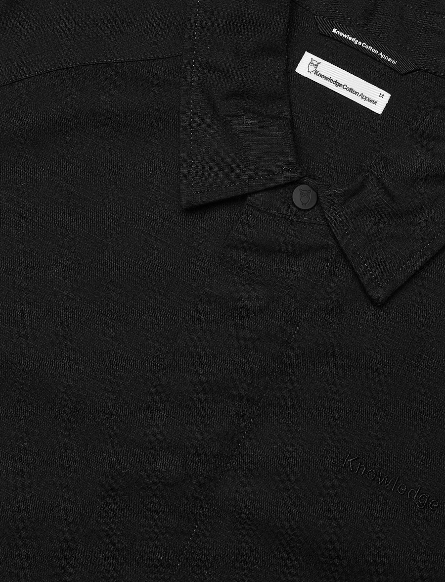 Knowledge Cotton Apparel - Ripstop overshirt - GOTS/Vegan - osta olukorra järgi - black jet - 5