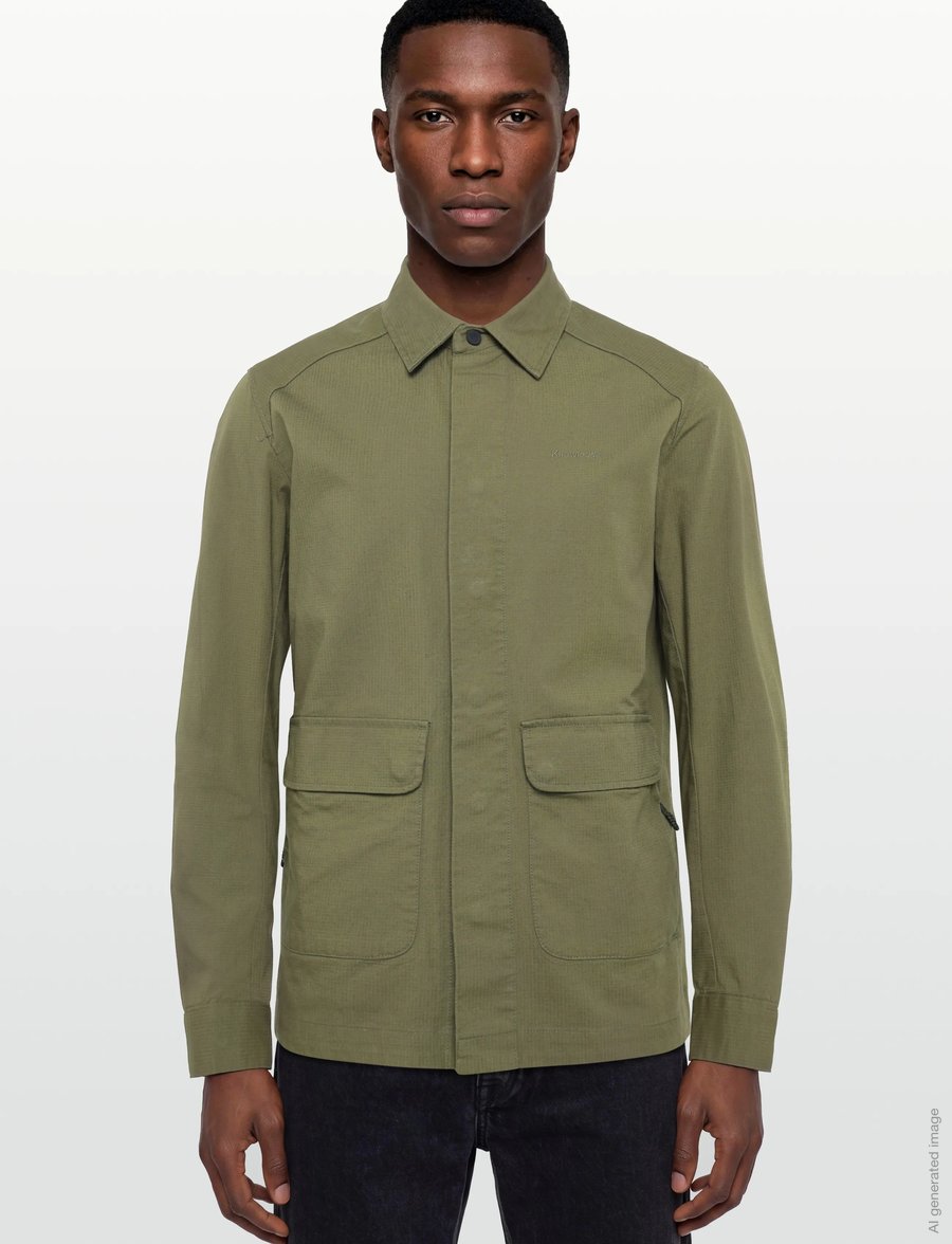 Knowledge Cotton Apparel - Ripstop overshirt - GOTS/Vegan - shop efter anledning - burned olive - 3